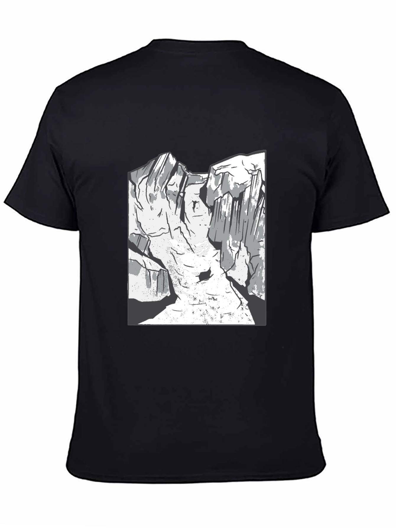 Mountain Graphic Tee - Black Cotton Casual Shirt