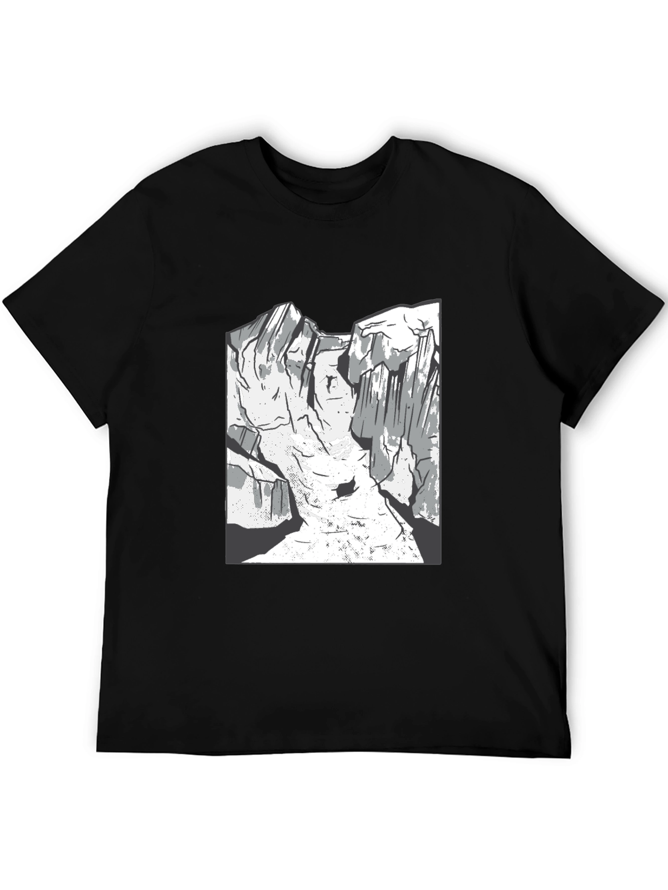 Mountain Graphic Tee - Black Cotton Casual Shirt