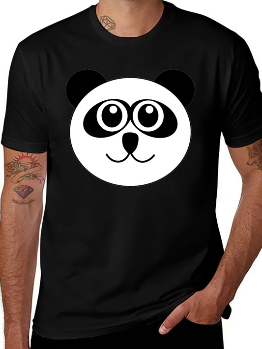 Cute Panda Face Black T-Shirt