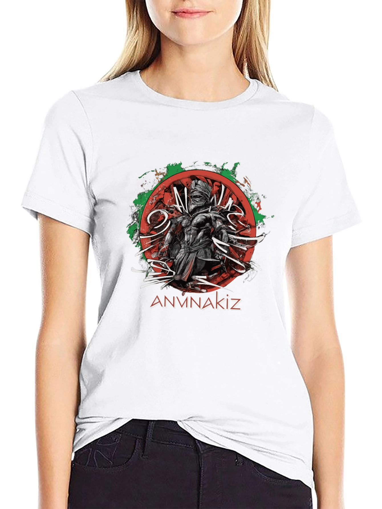 ANVNAKIZ Graphic Print Black T-Shirt