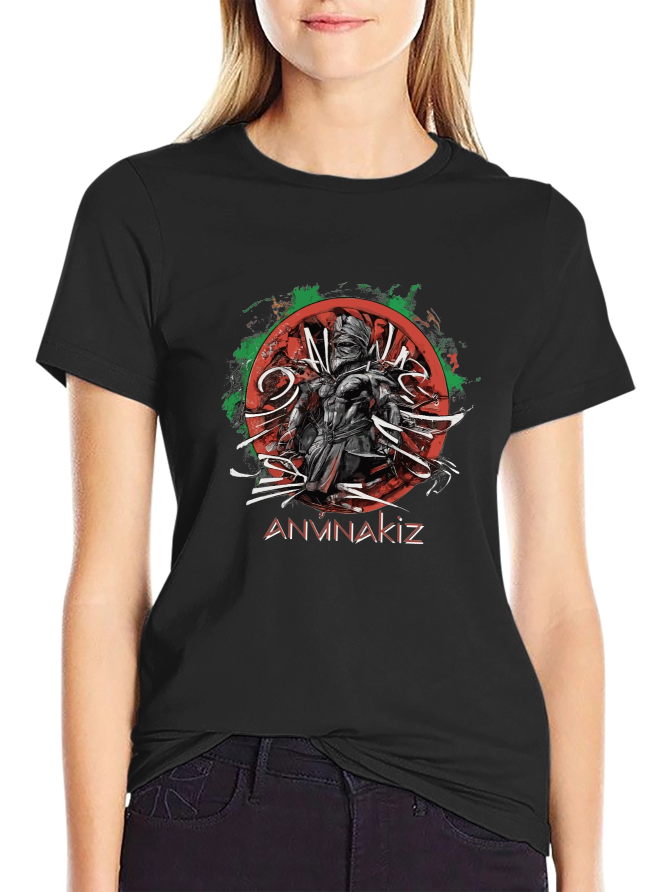 ANVNAKIZ Graphic Print Black T-Shirt