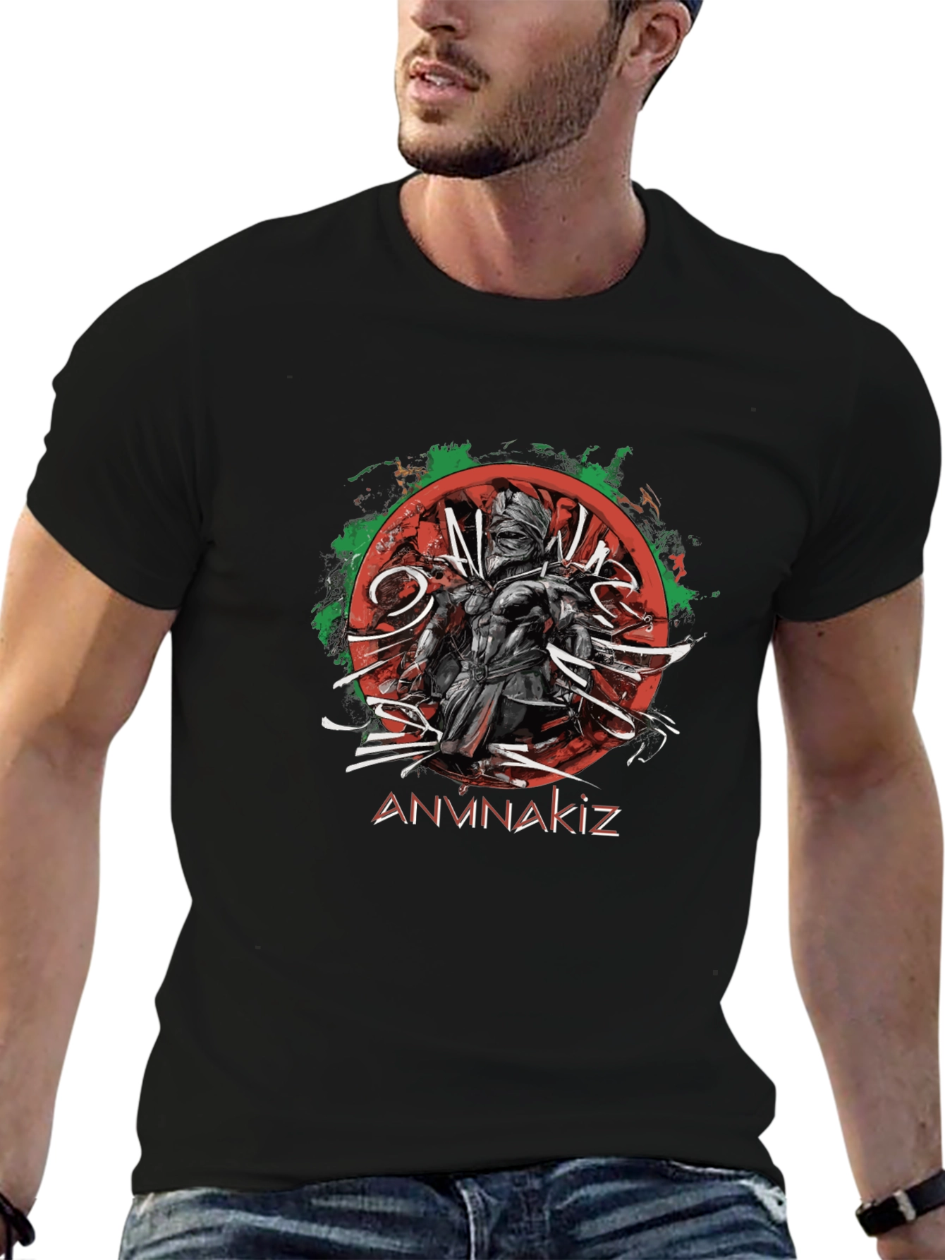 ANVNAKIZ Graphic Print Black T-Shirt