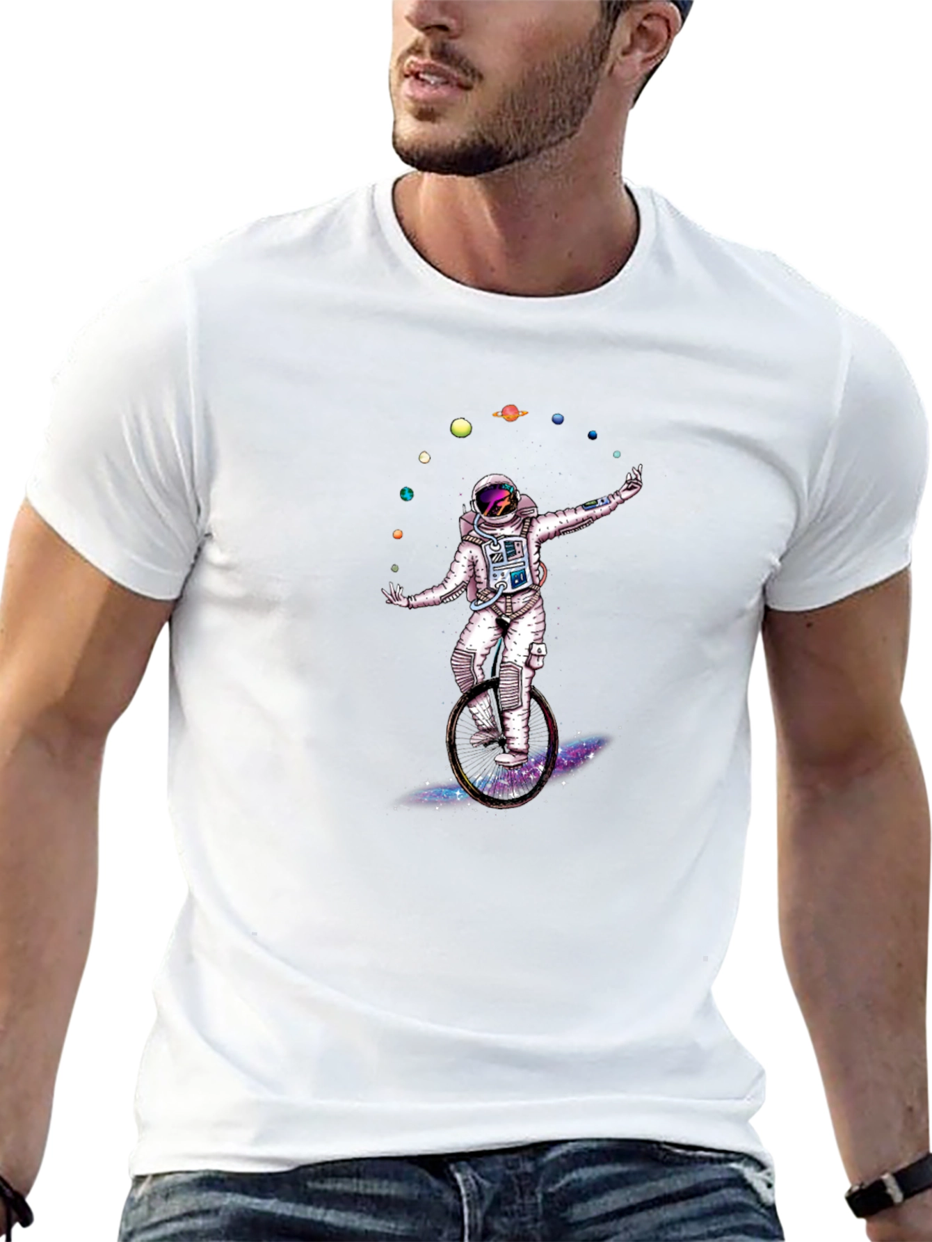 Astronaut Juggling Planets Graphic T-Shirt