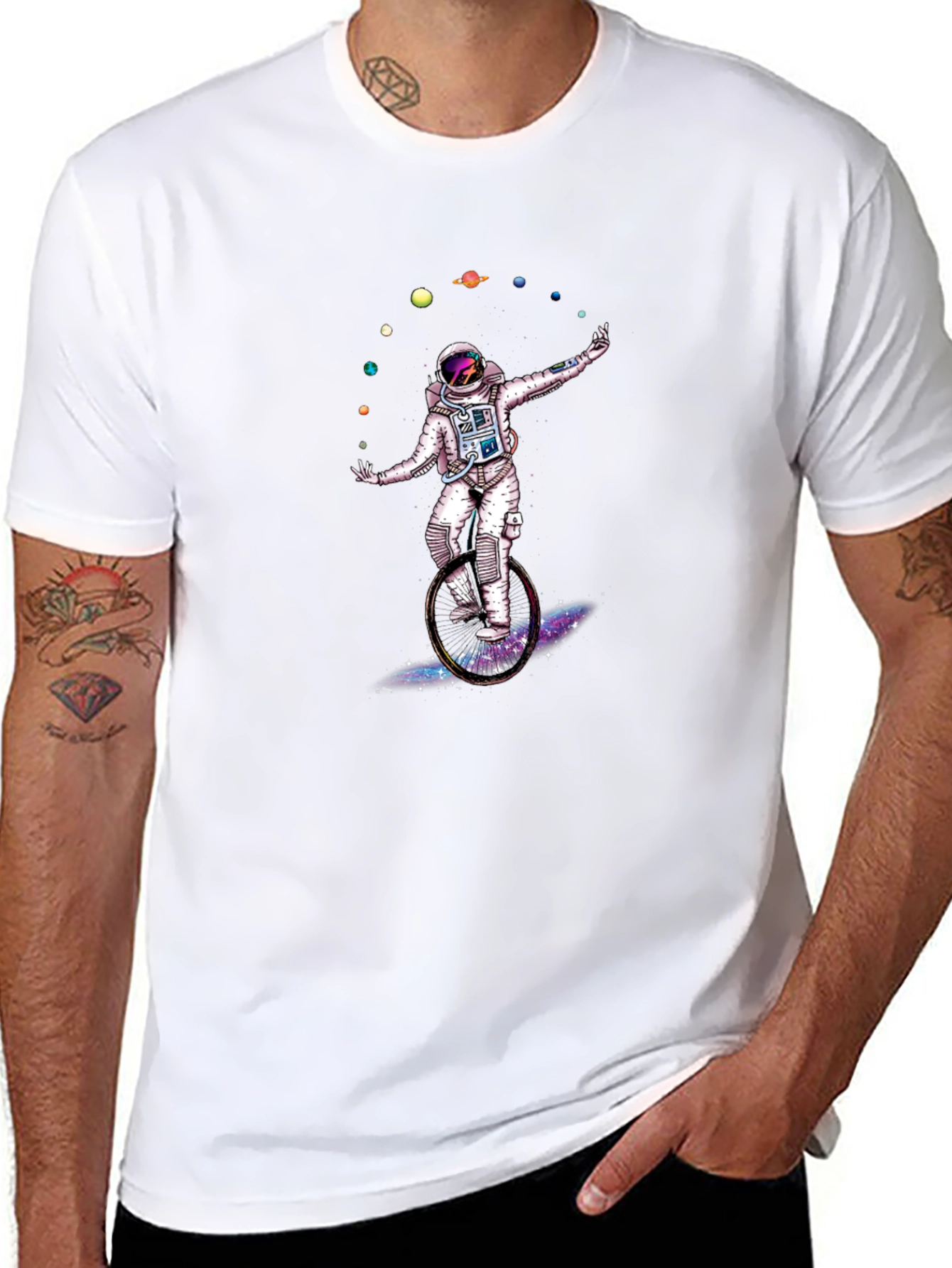 Astronaut Juggling Planets Graphic T-Shirt