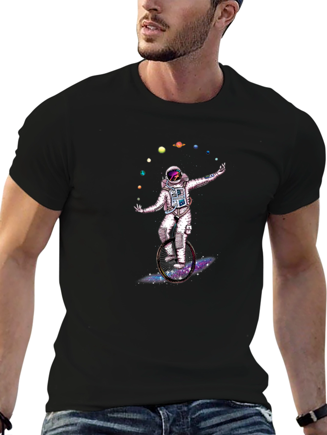 Astronaut Juggling Planets Graphic T-Shirt