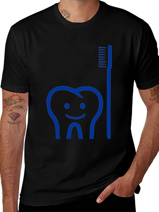 Dental Humor Tee: Tooth & Brush Graphic T-Shirt