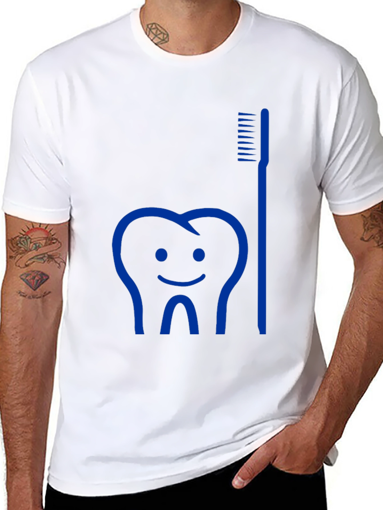 Dental Humor Tee: Tooth & Brush Graphic T-Shirt