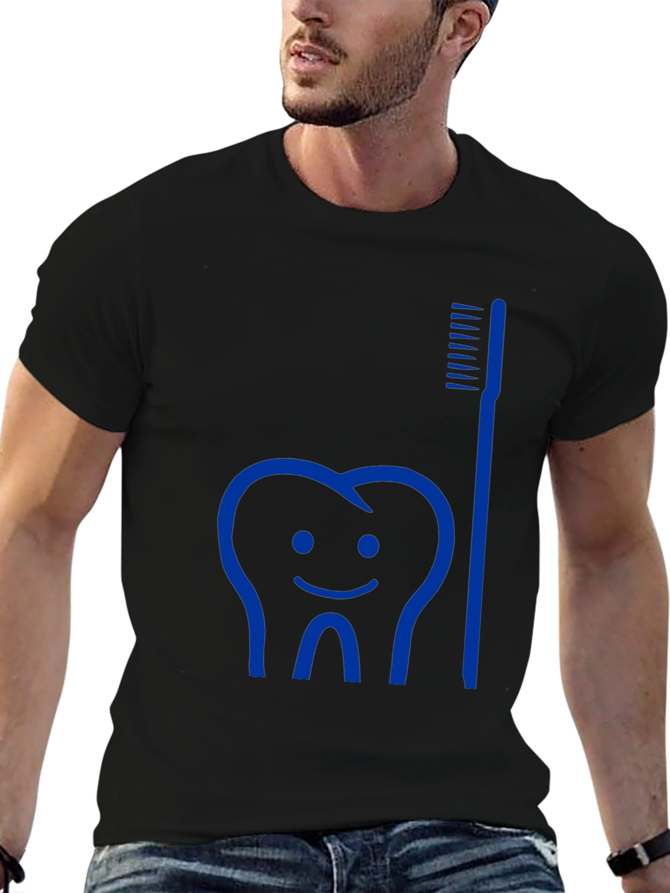 Dental Humor Tee: Tooth & Brush Graphic T-Shirt