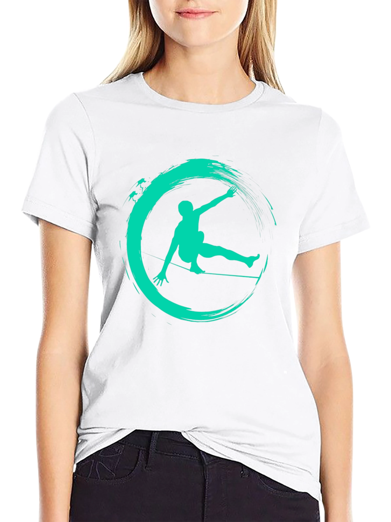 Slackline Art Black Tee - Balance in Style