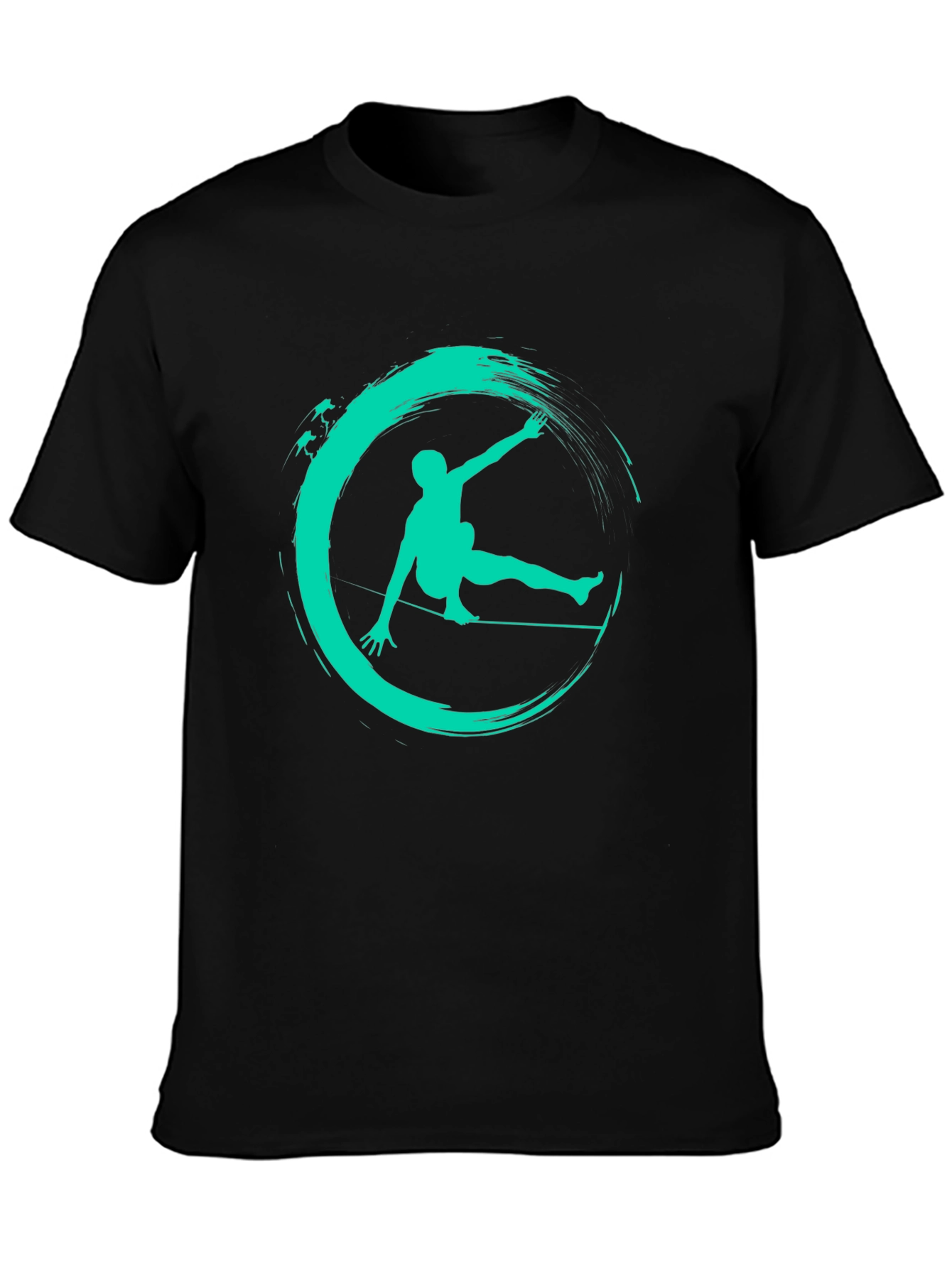 Slackline Art Black Tee - Balance in Style