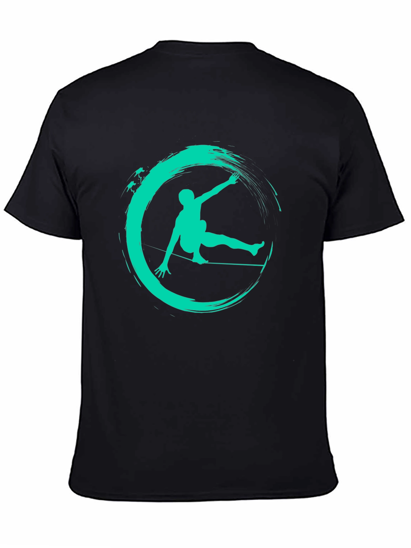 Slackline Art Black Tee - Balance in Style
