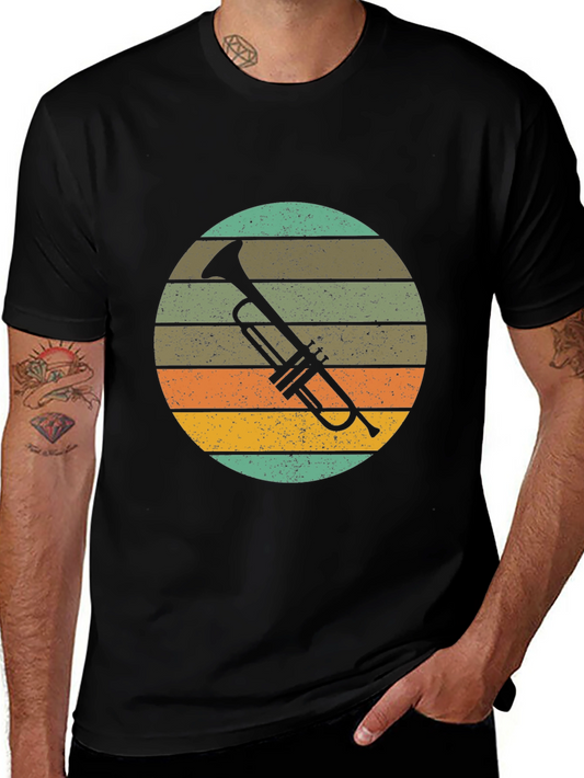 Vintage Trumpet Graphic Tee - Retro Music Lover Shirt