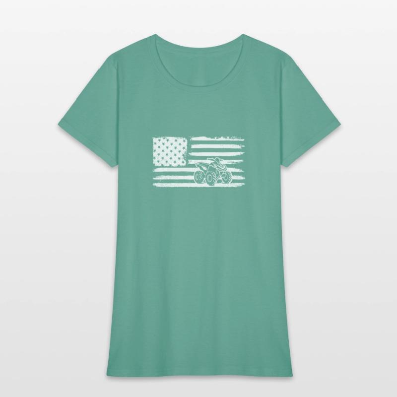 Quad 4 Wheeler USA Flag Patriotic Quad Gift ATVqua