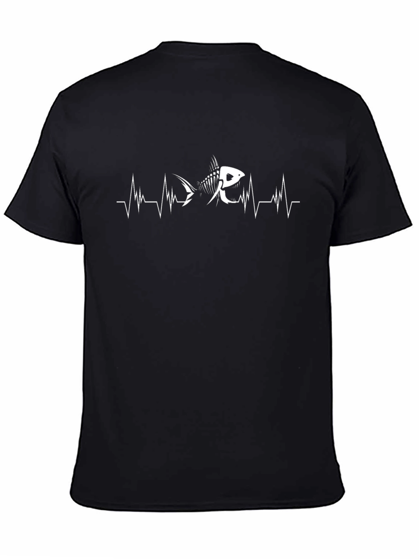 Fishbone Heartbeat Graphic T-Shirt - Black