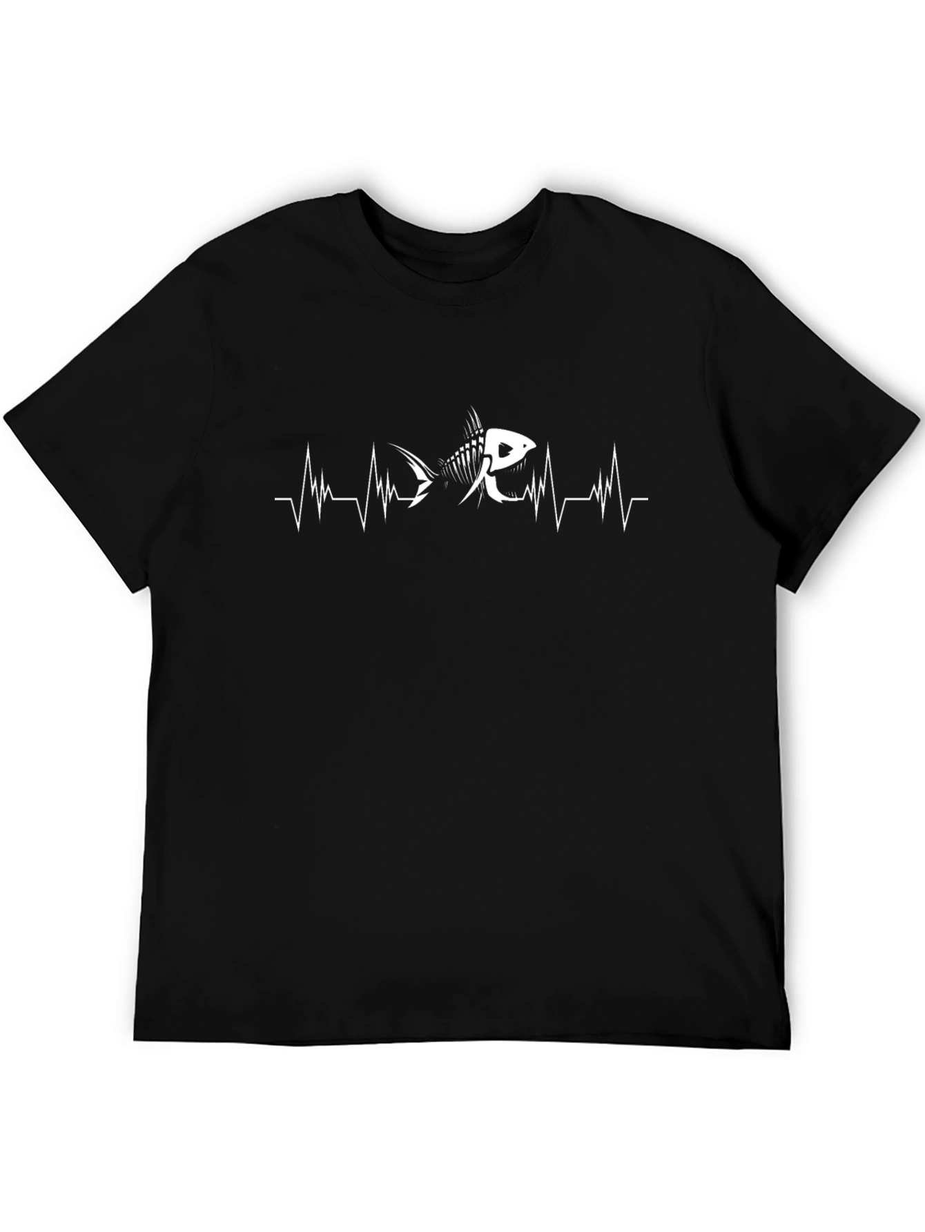 Fishbone Heartbeat Graphic T-Shirt - Black