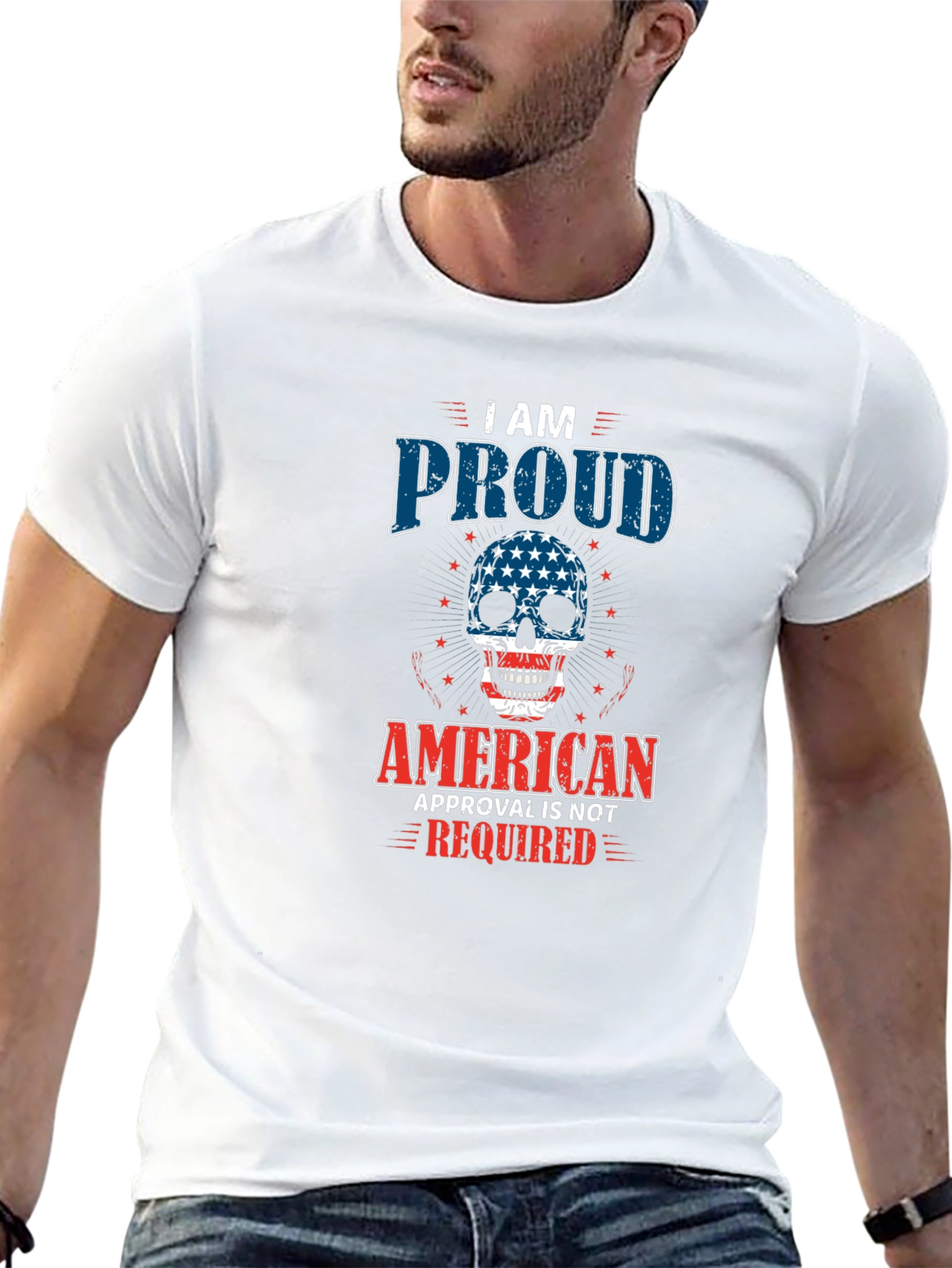 Proud American Skull Graphic T-Shirt