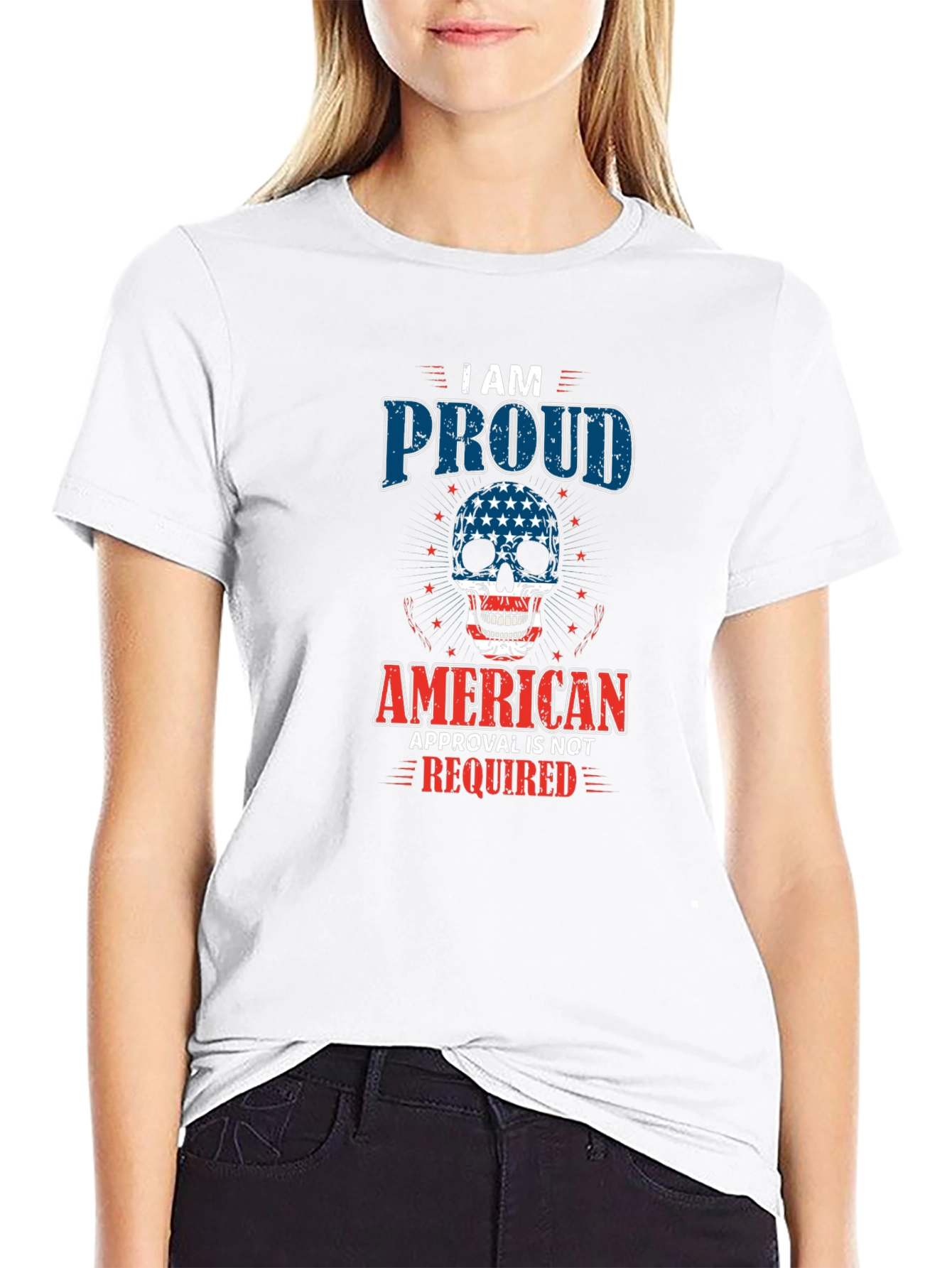 Proud American Skull Graphic T-Shirt