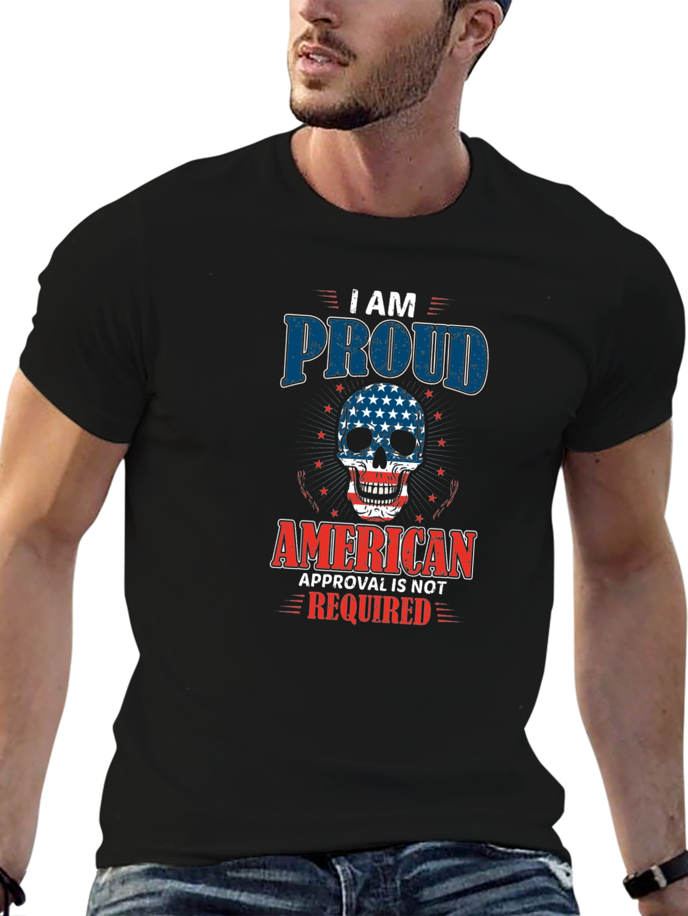 Proud American Skull Graphic T-Shirt