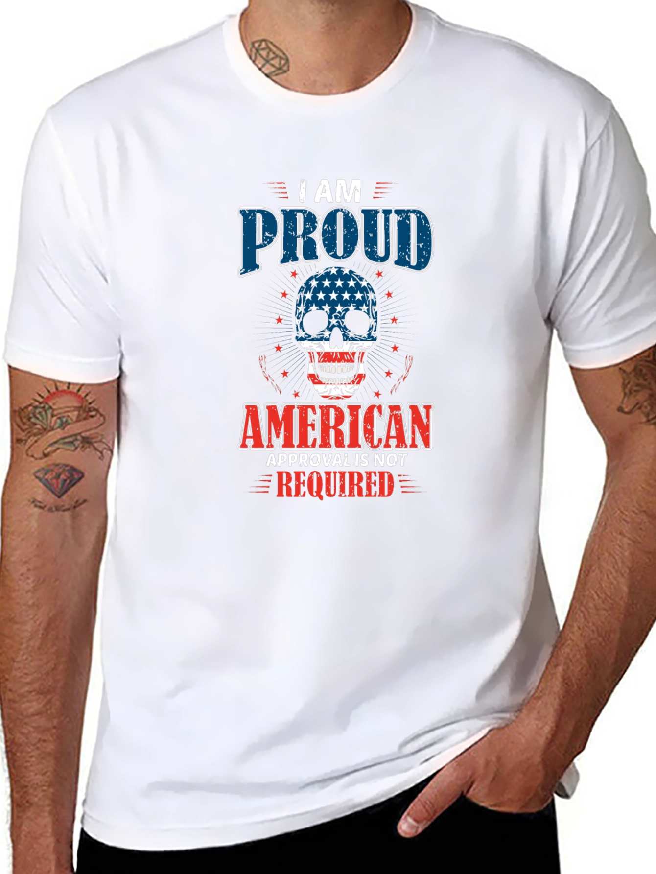 Proud American Skull Graphic T-Shirt