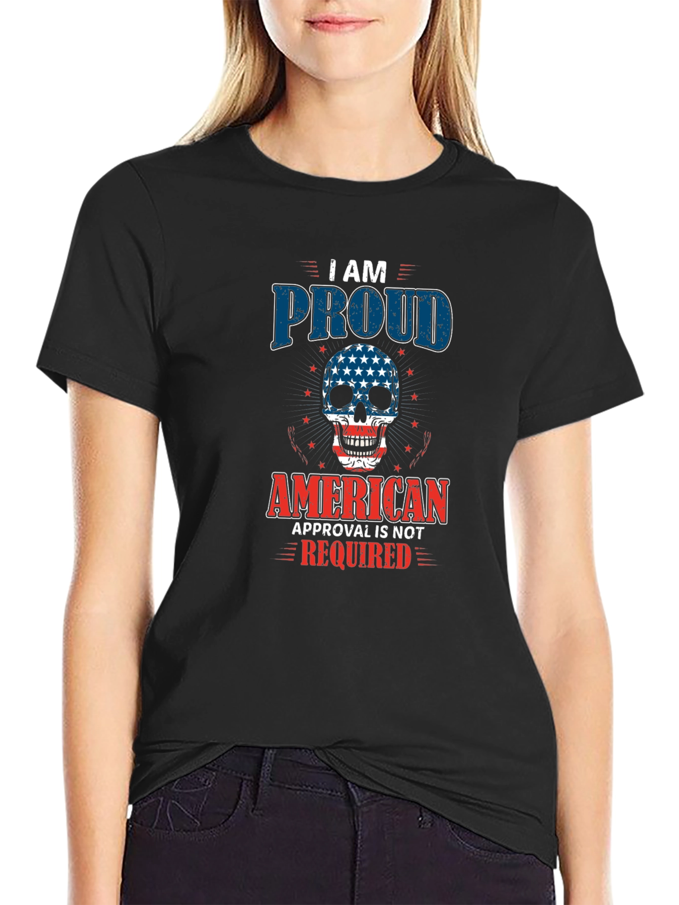 Proud American Skull Graphic T-Shirt