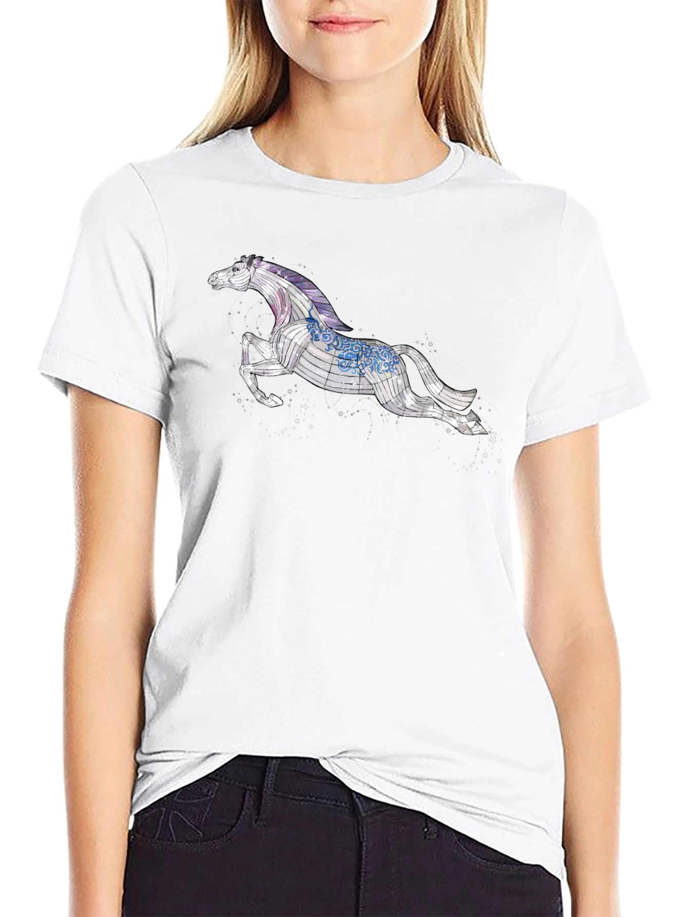Black T-Shirt with Horse Graphic