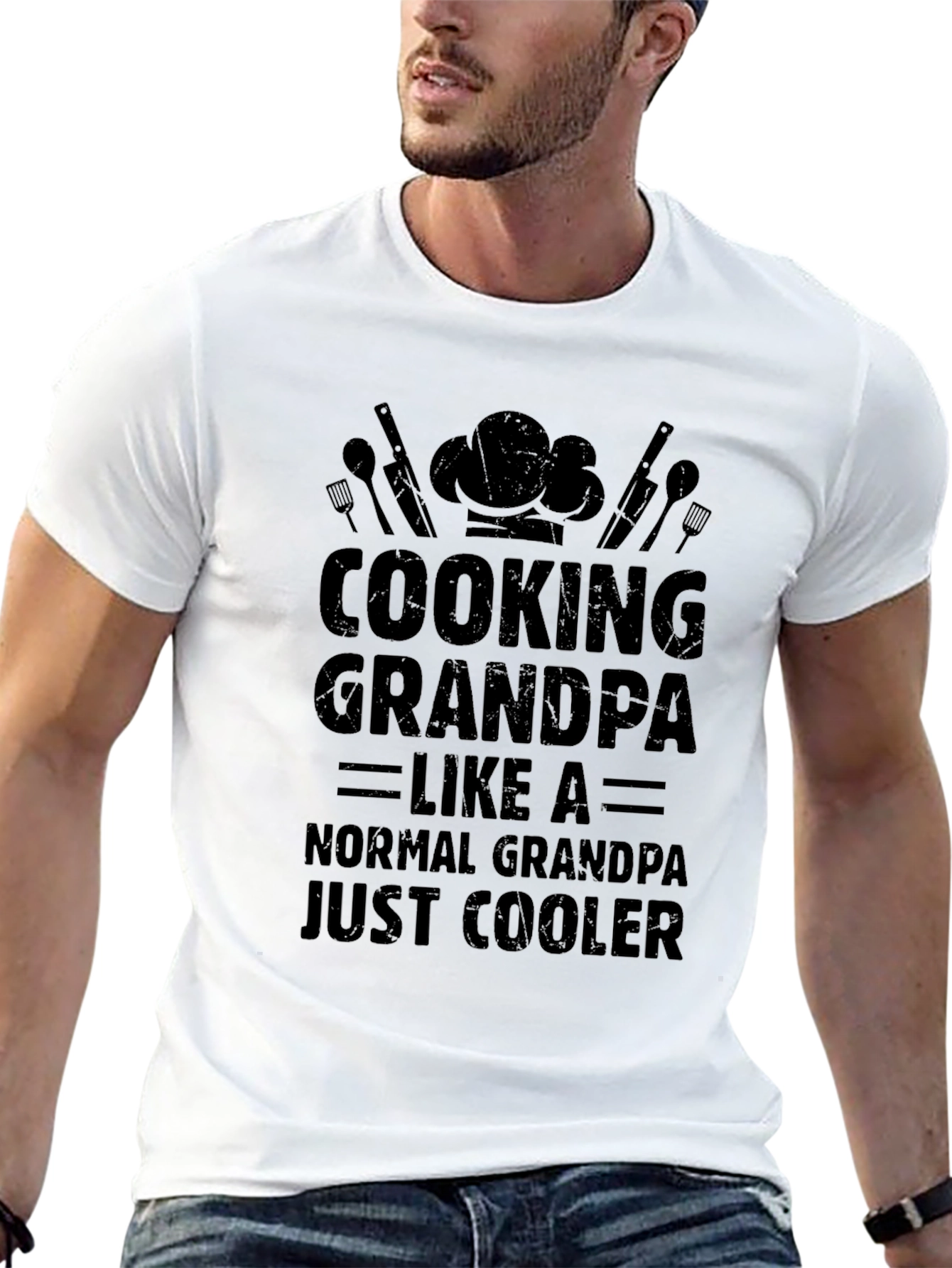 Cooking Grandpa Black T-Shirt - Just Cooler!