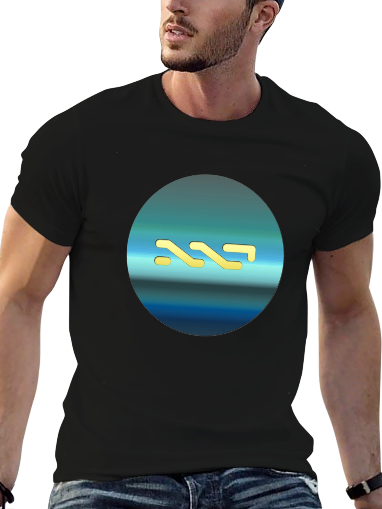 Modern Geometric Black T-Shirt