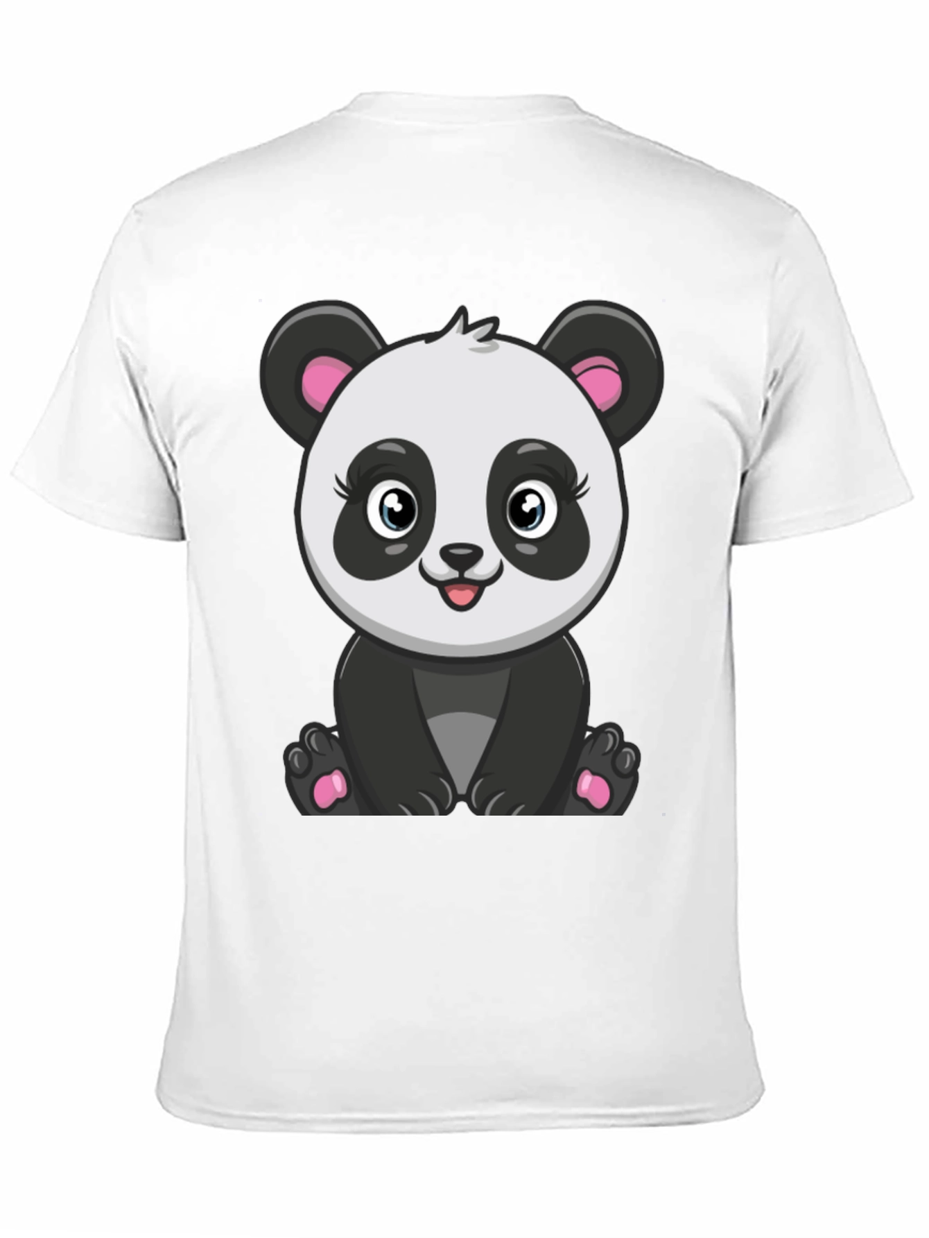 Cute Panda Graphic Tee - Black Cotton T-Shirt