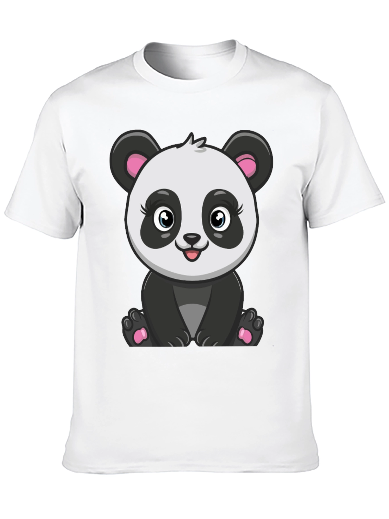 Cute Panda Graphic Tee - Black Cotton T-Shirt