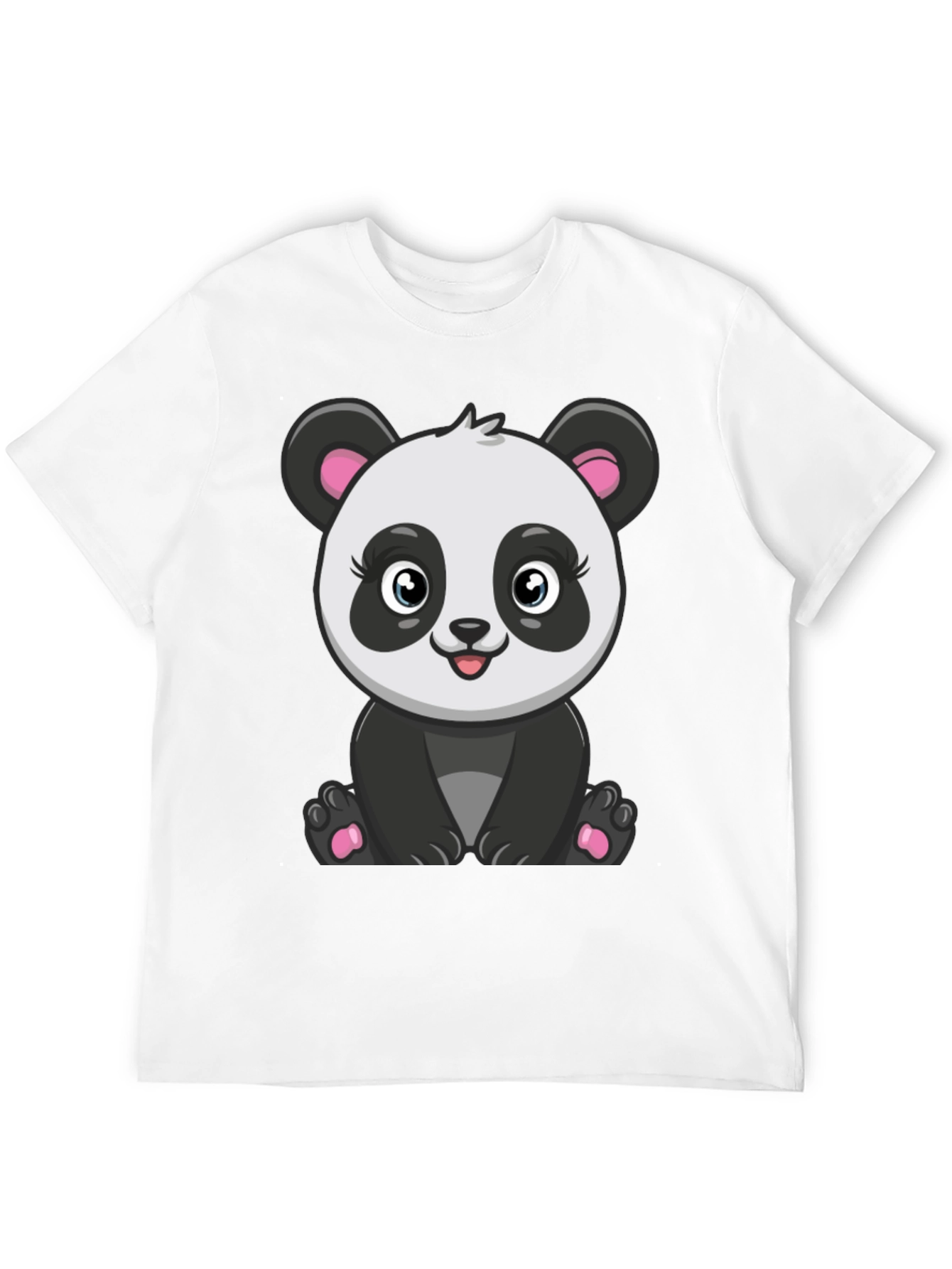 Cute Panda Graphic Tee - Black Cotton T-Shirt