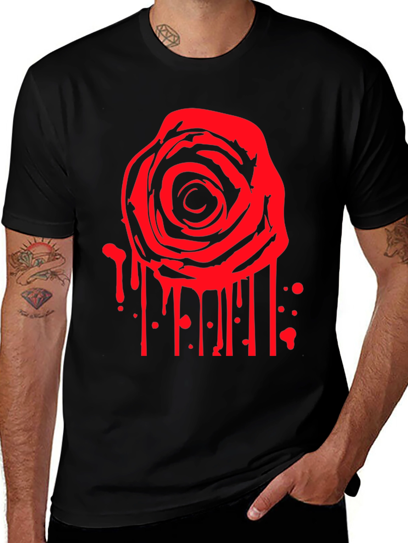 Red Rose Bleeding Graphic T-Shirt