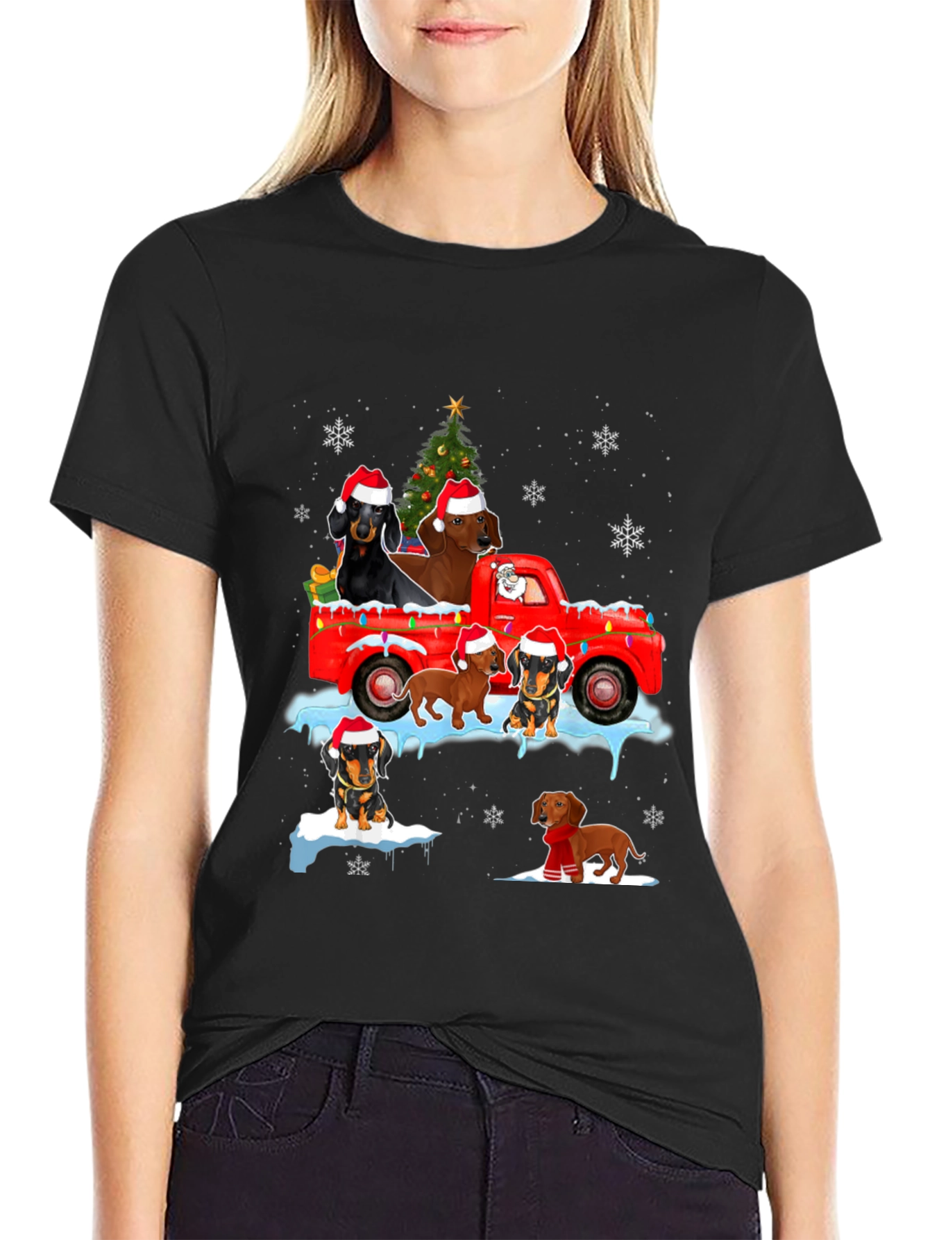 Dachshund Christmas Truck T-Shirt
