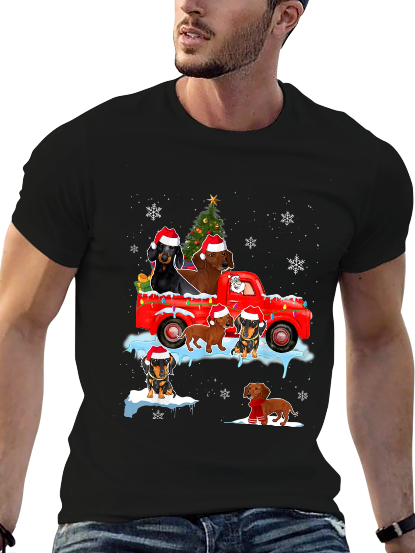 Dachshund Christmas Truck T-Shirt