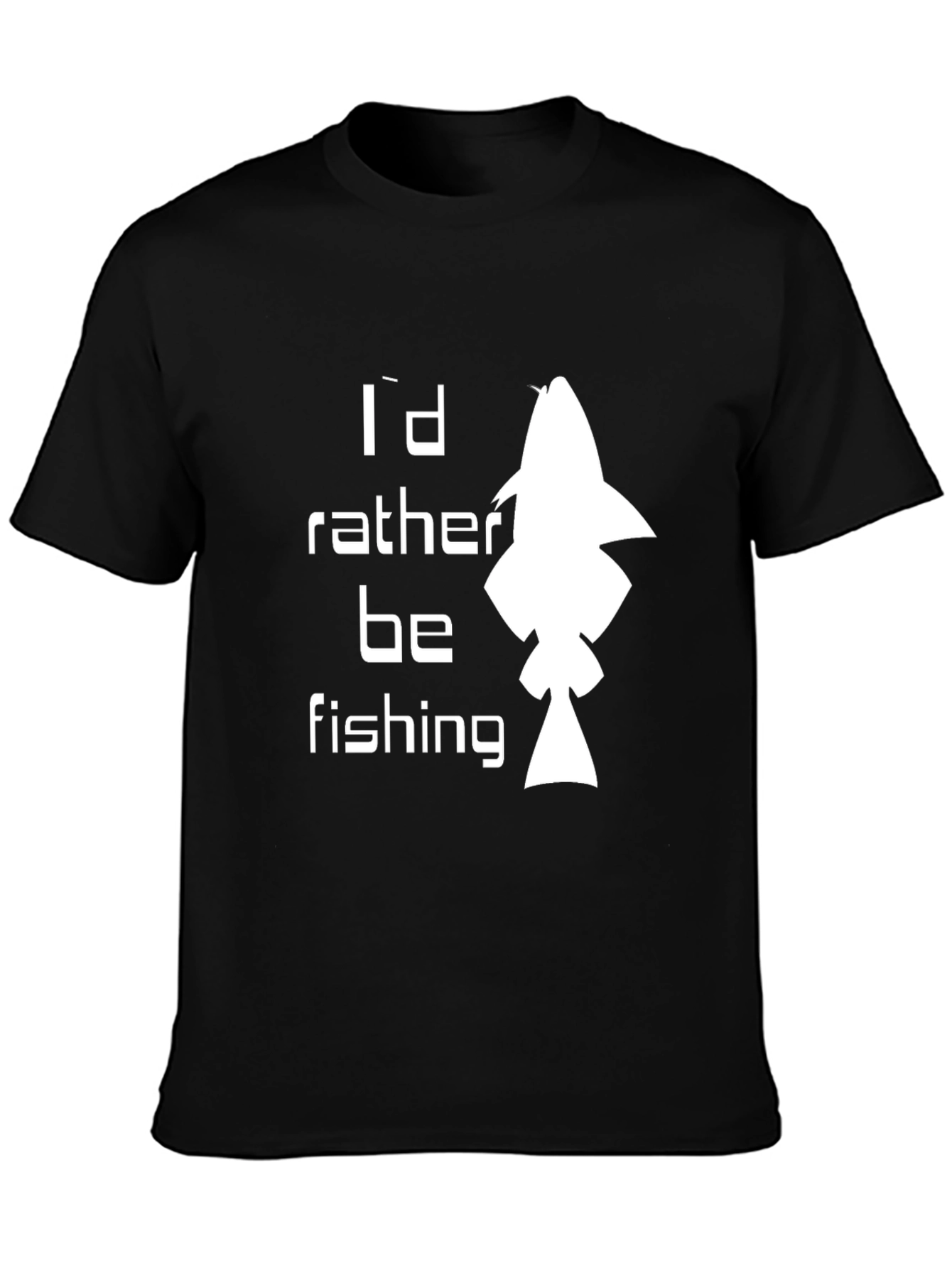 Id Rather Be Fishing Black Graphic T-Shirt