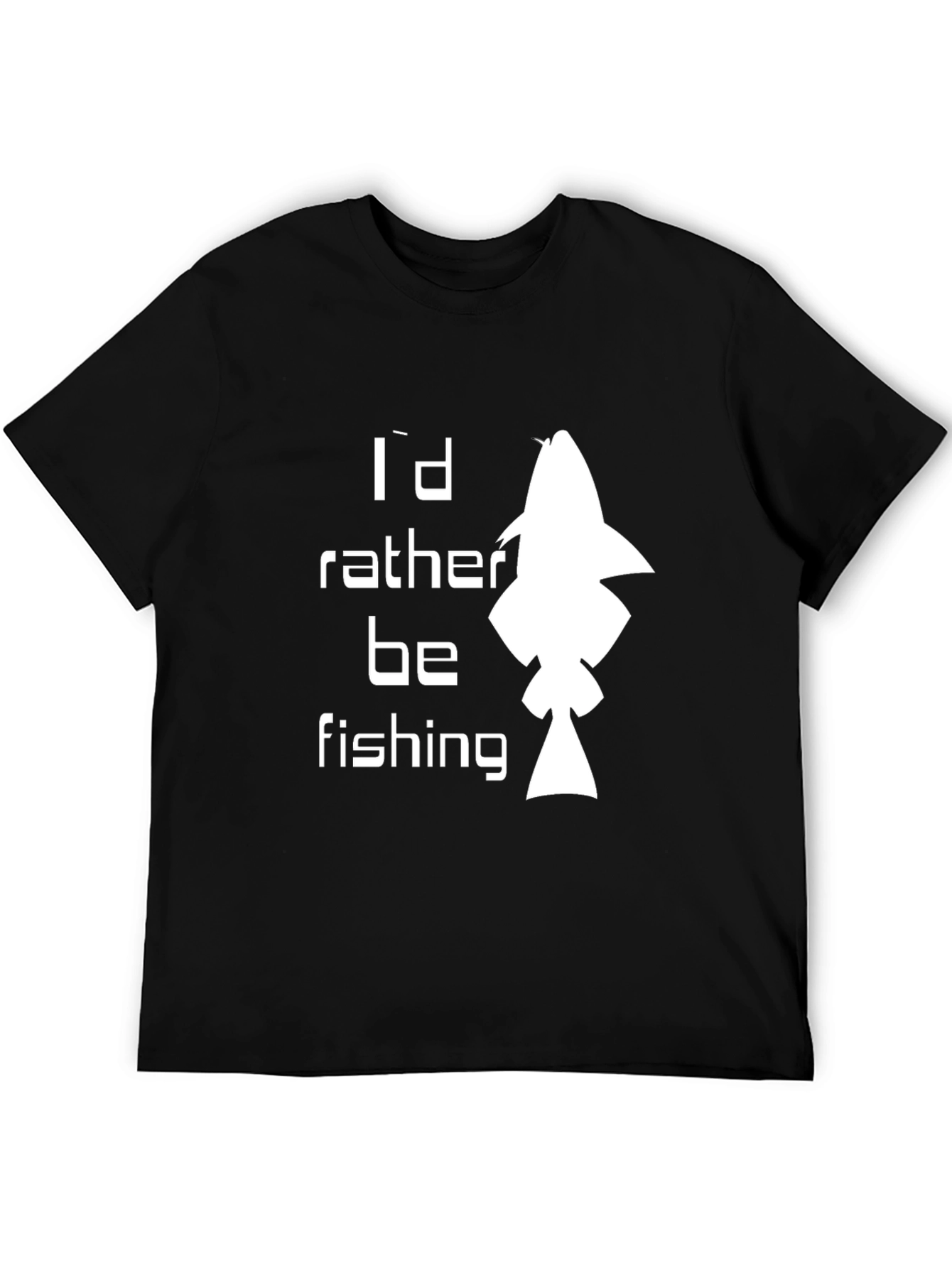 Id Rather Be Fishing Black Graphic T-Shirt