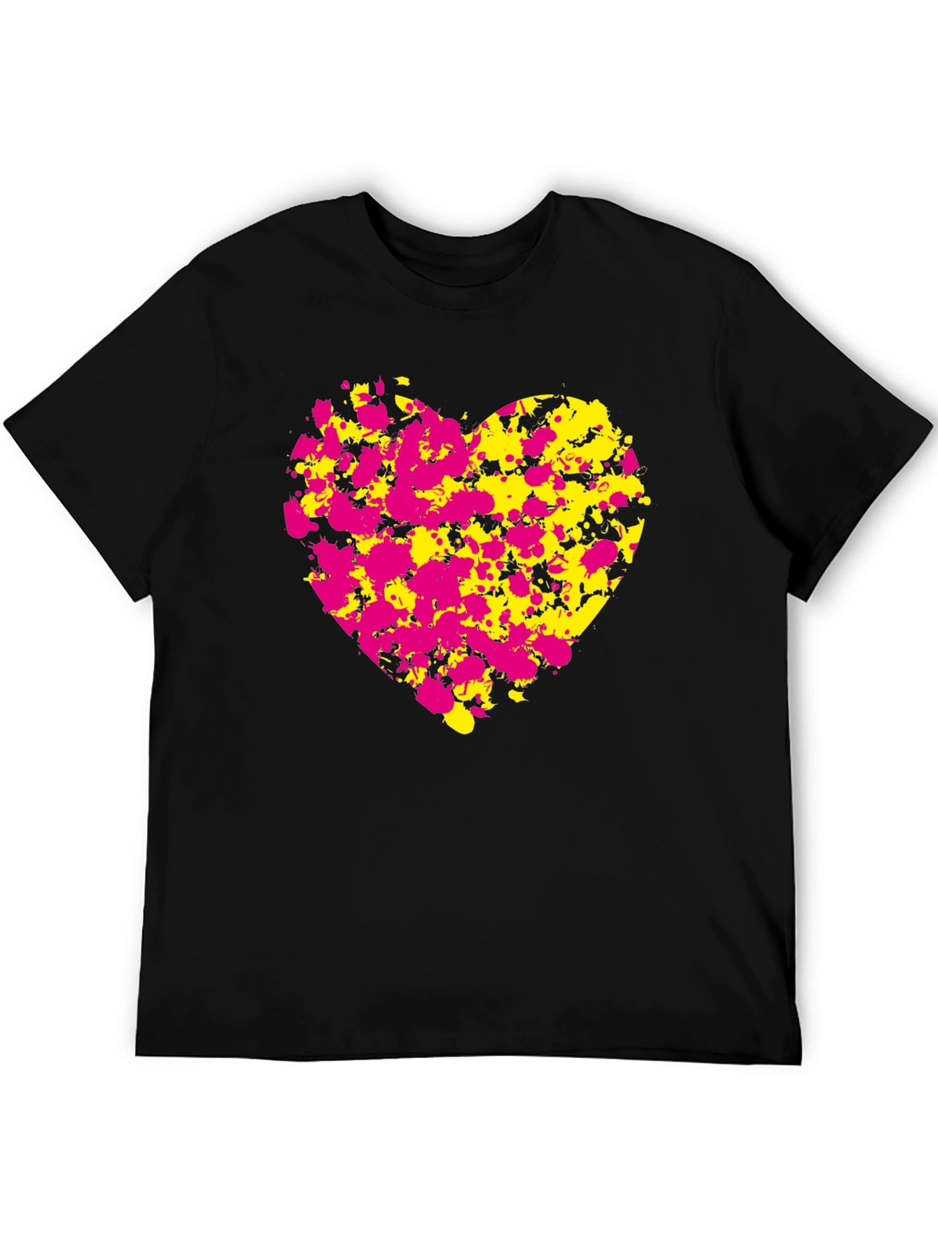 Abstract Heart Splatter T-Shirt - Black