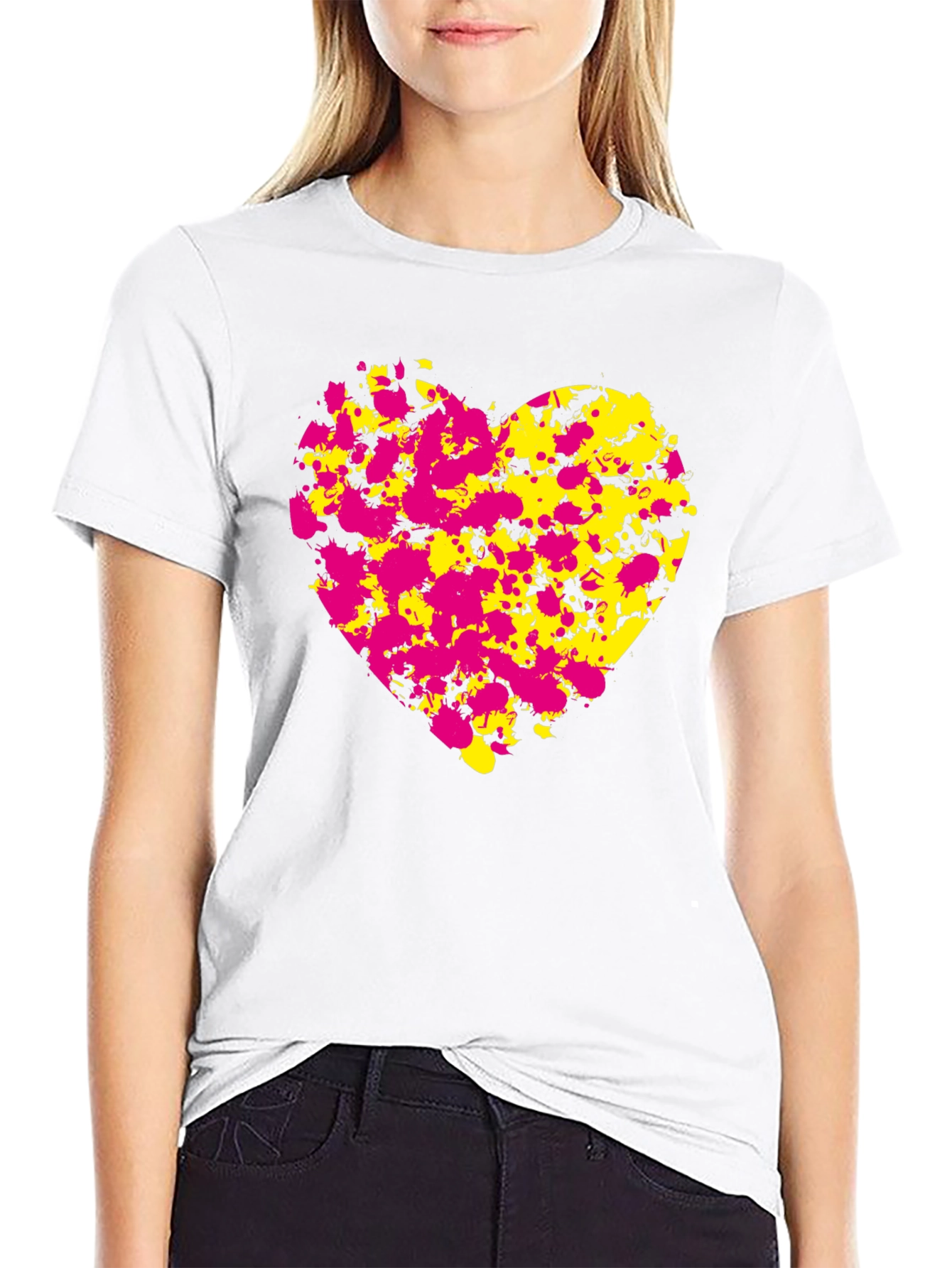 Abstract Heart Splatter T-Shirt - Black