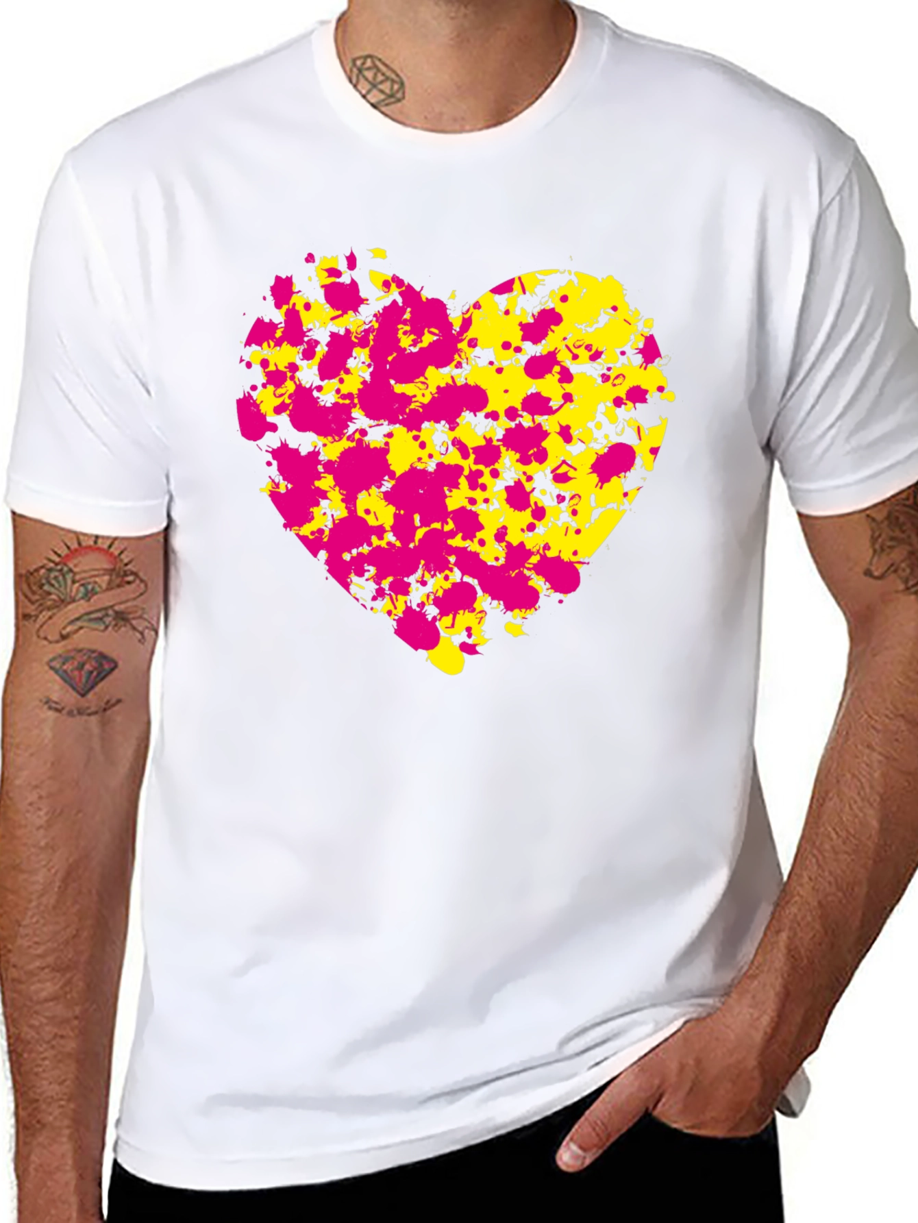 Abstract Heart Splatter T-Shirt - Black