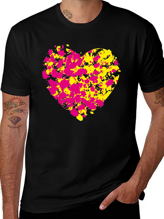 Abstract Heart Splatter T-Shirt - Black