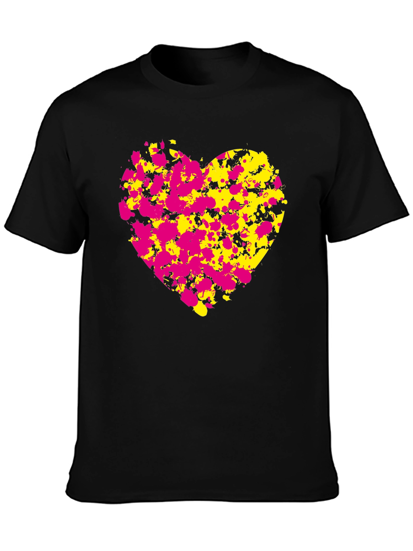 Abstract Heart Splatter T-Shirt - Black
