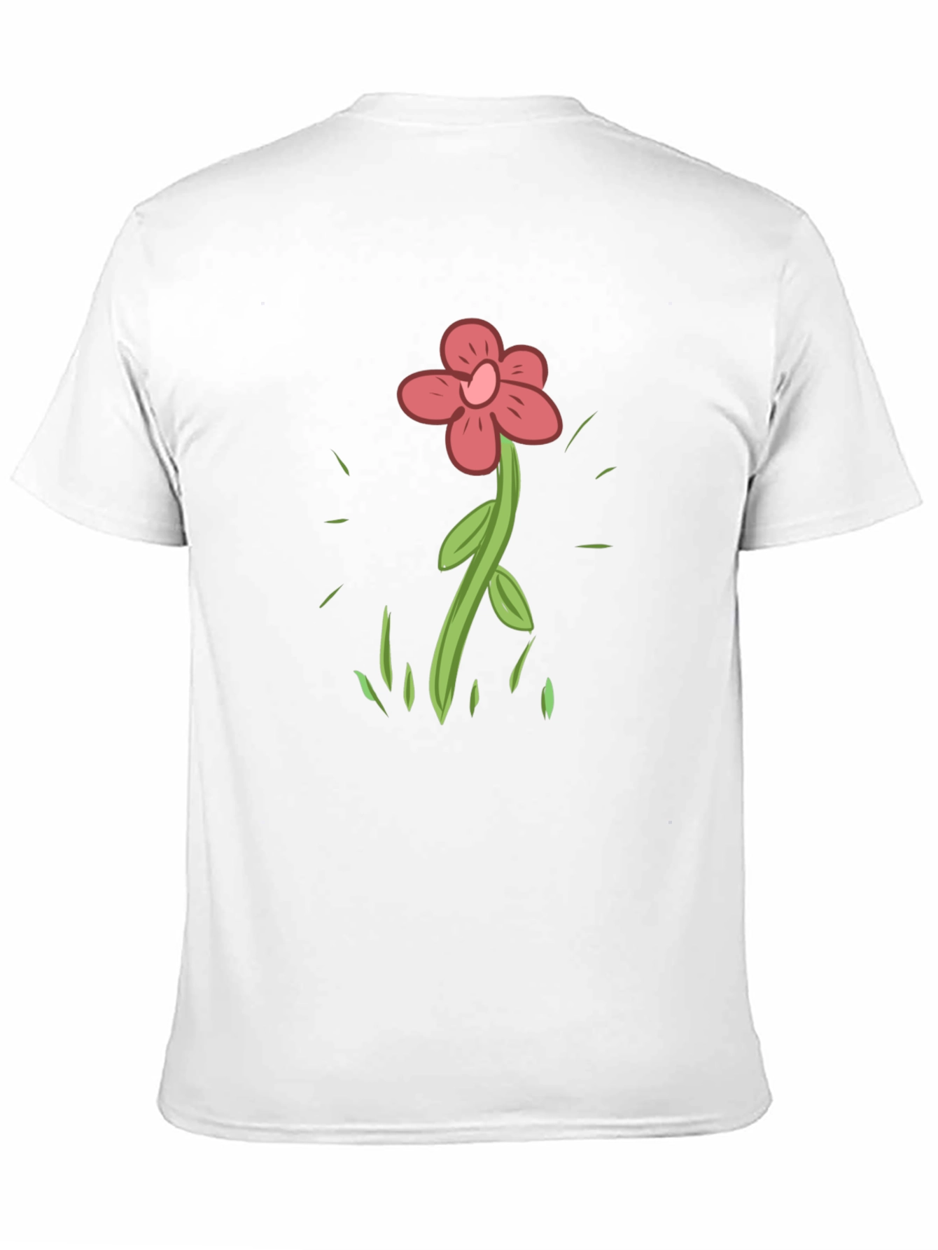 Cartoon Flower Graphic Tee - Casual Black T-Shirt