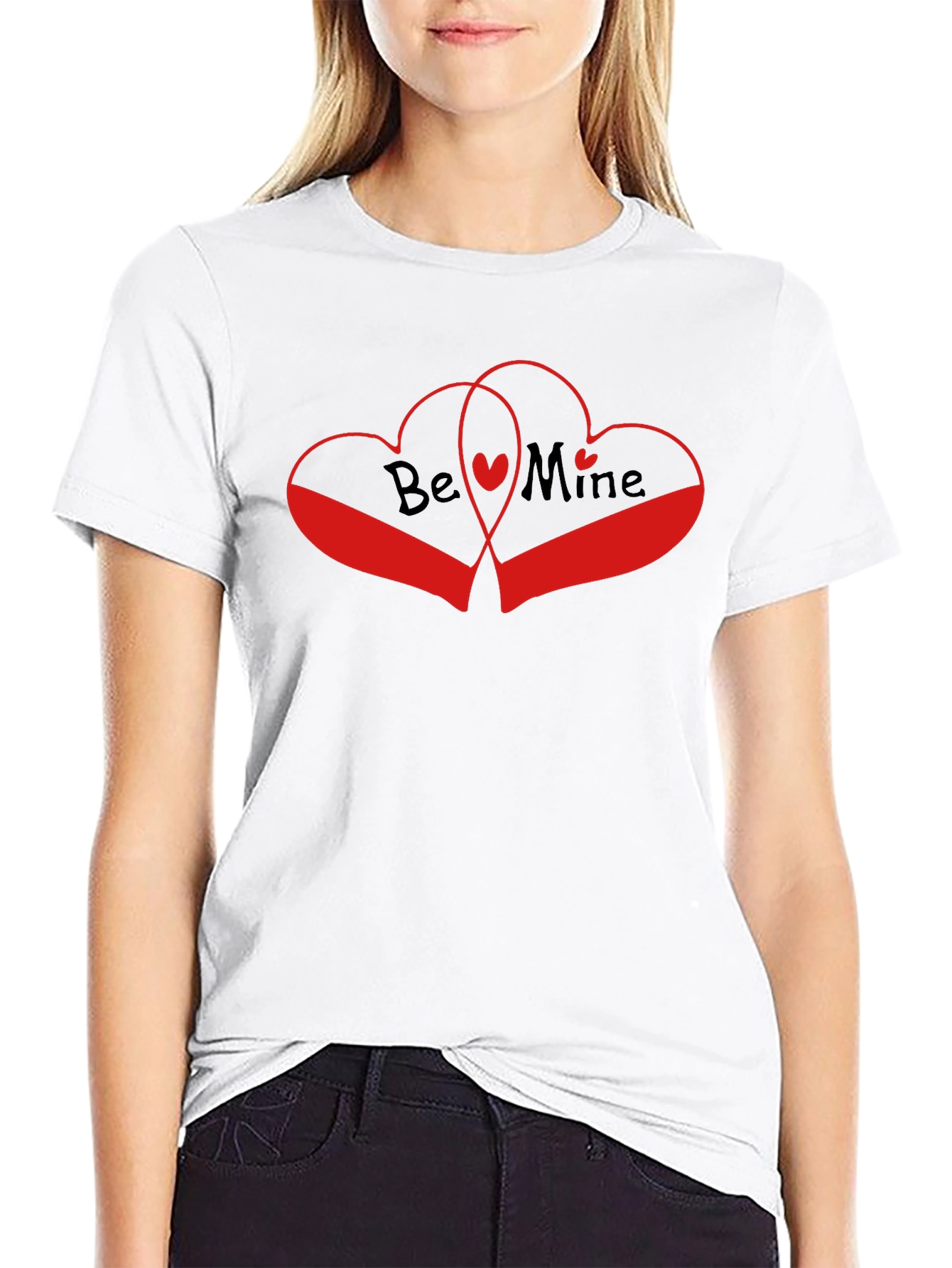 Be Mine Heart Graphic Tee - Black