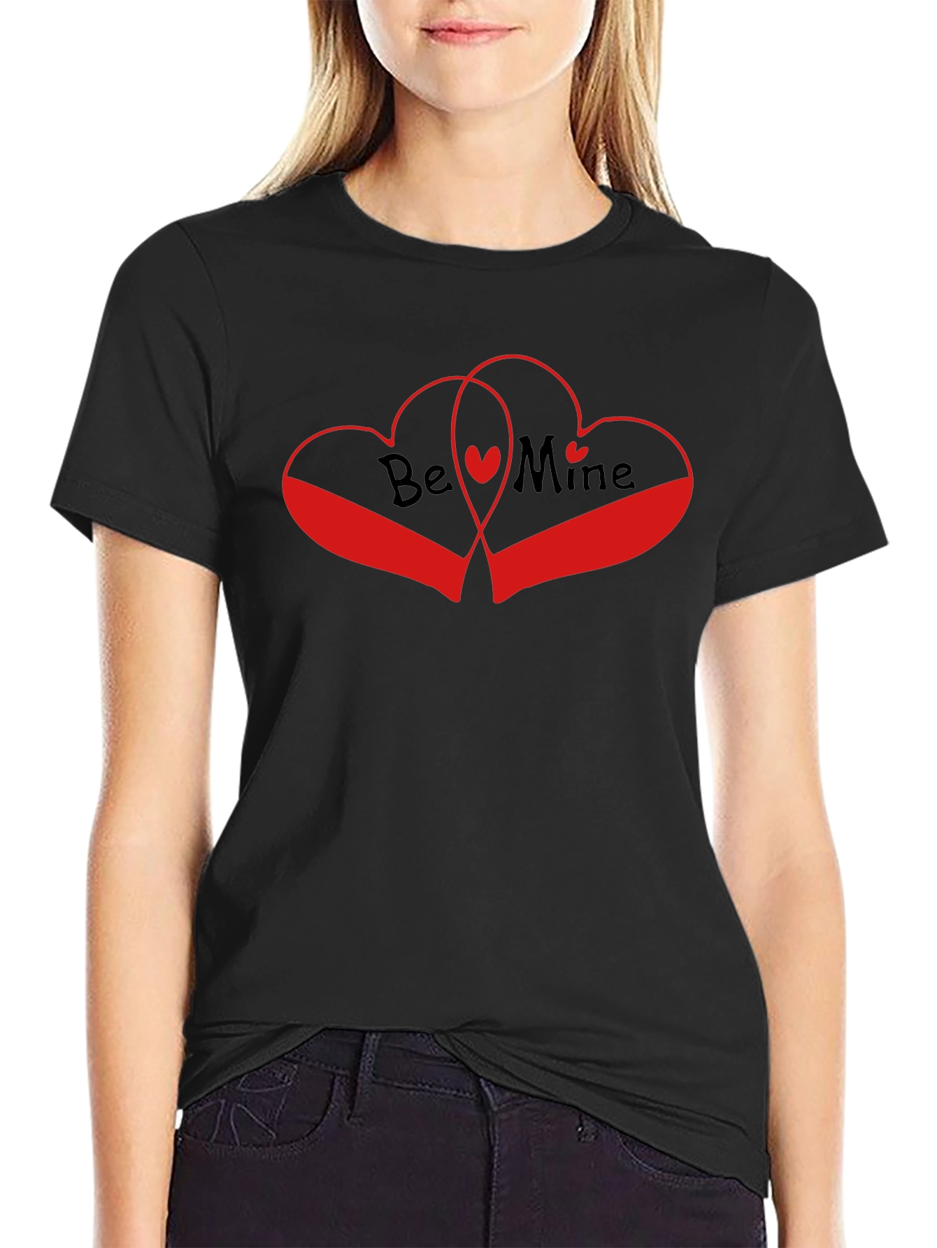Be Mine Heart Graphic Tee - Black