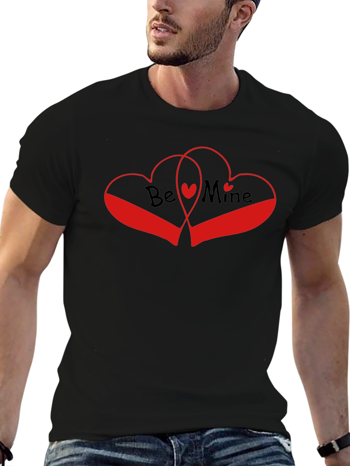 Be Mine Heart Graphic Tee - Black