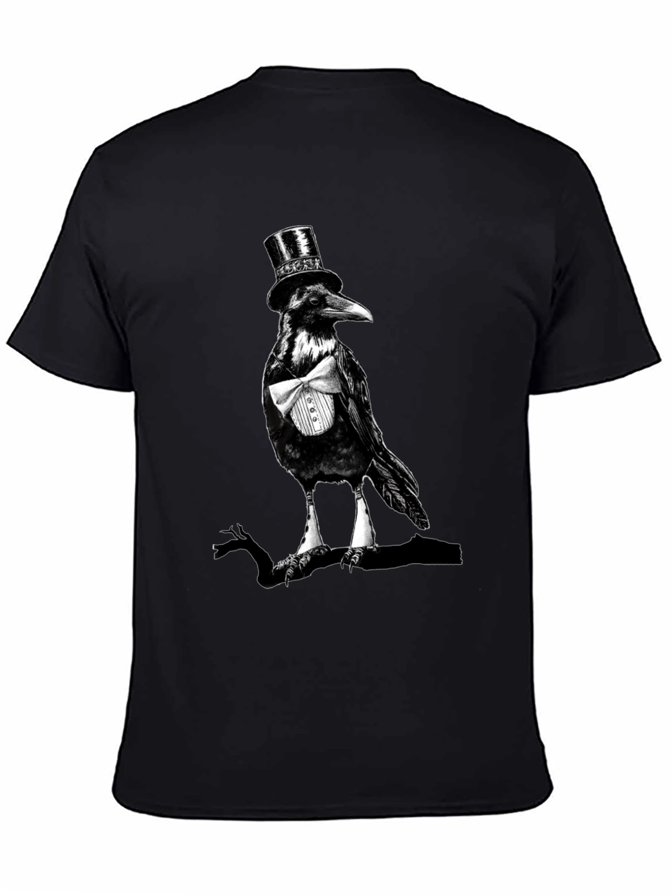 Raven Top Hat Bowtie T-Shirt Mens Black Tee
