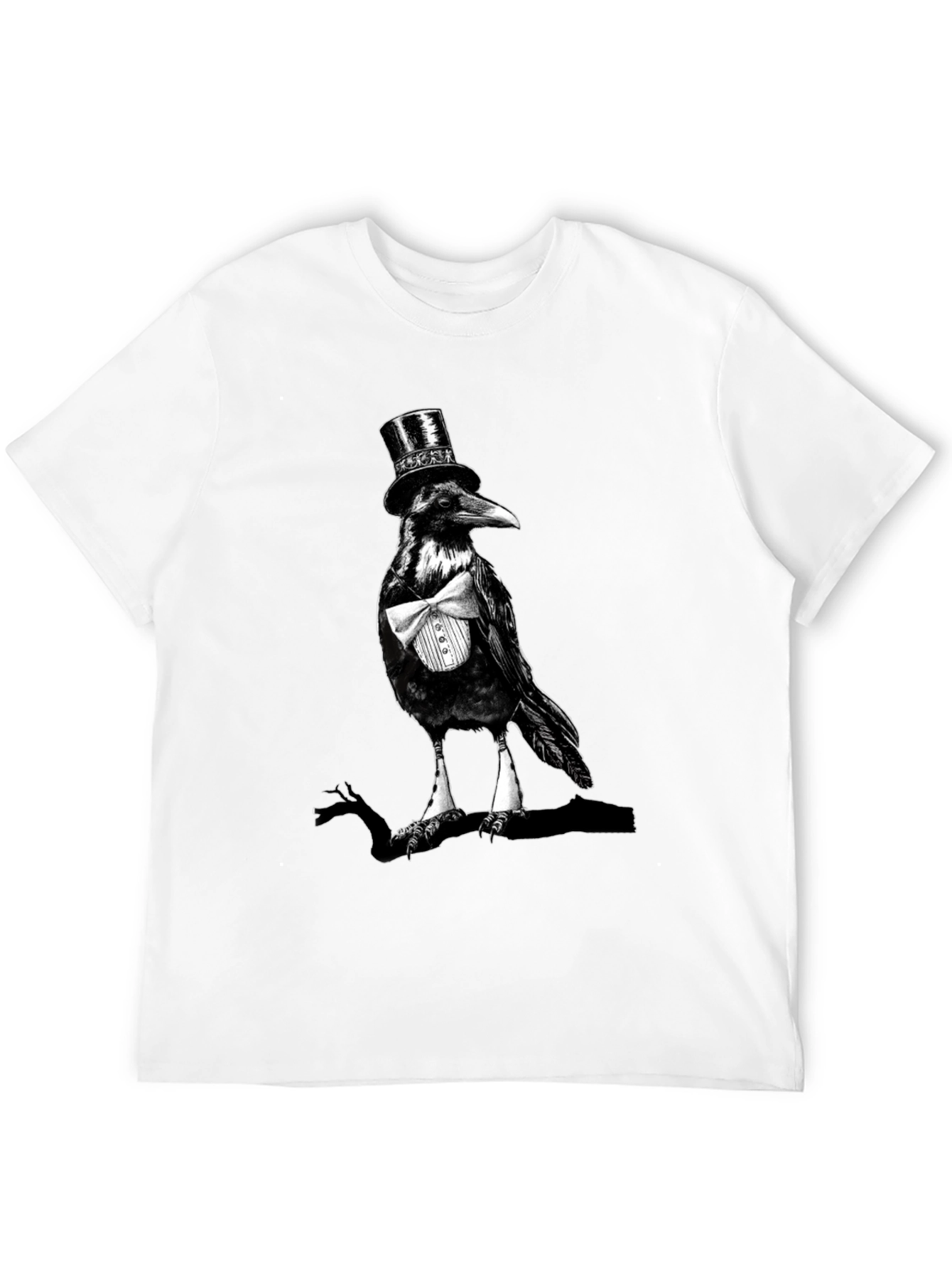 Raven Top Hat Bowtie T-Shirt Mens Black Tee