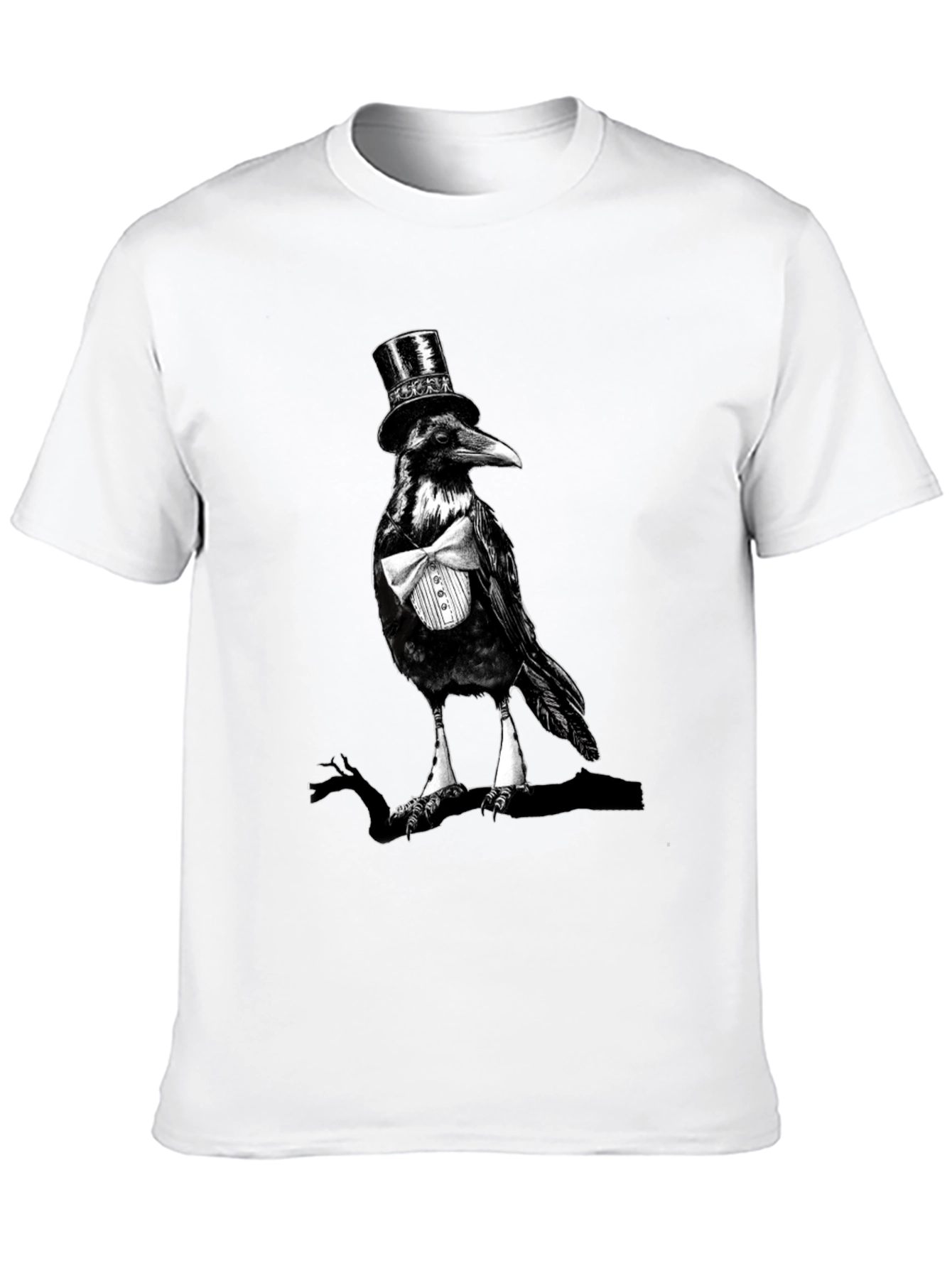 Raven Top Hat Bowtie T-Shirt Mens Black Tee