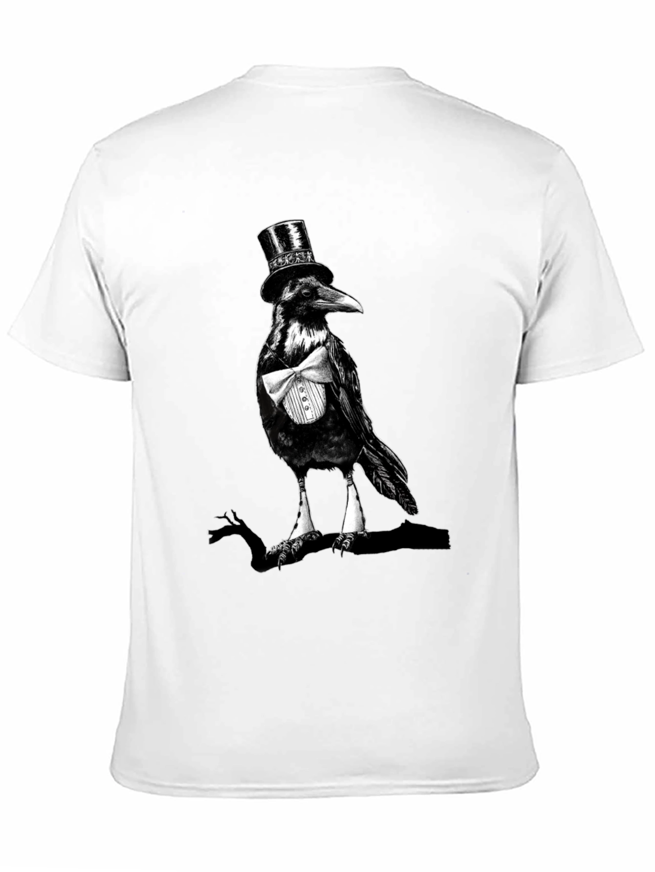 Raven Top Hat Bowtie T-Shirt Mens Black Tee
