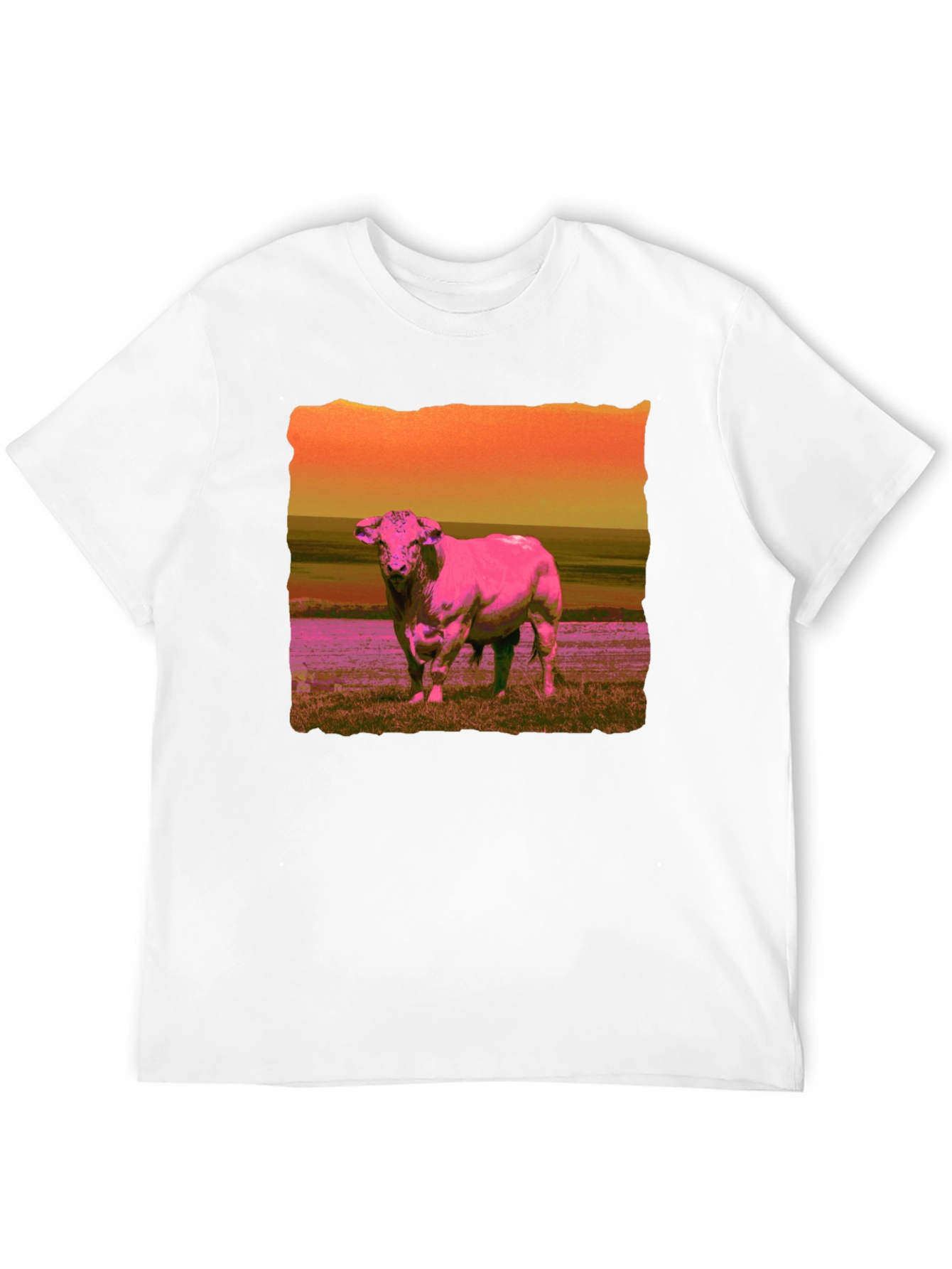 Bull Graphic Tee - Retro Style Mens T-Shirt