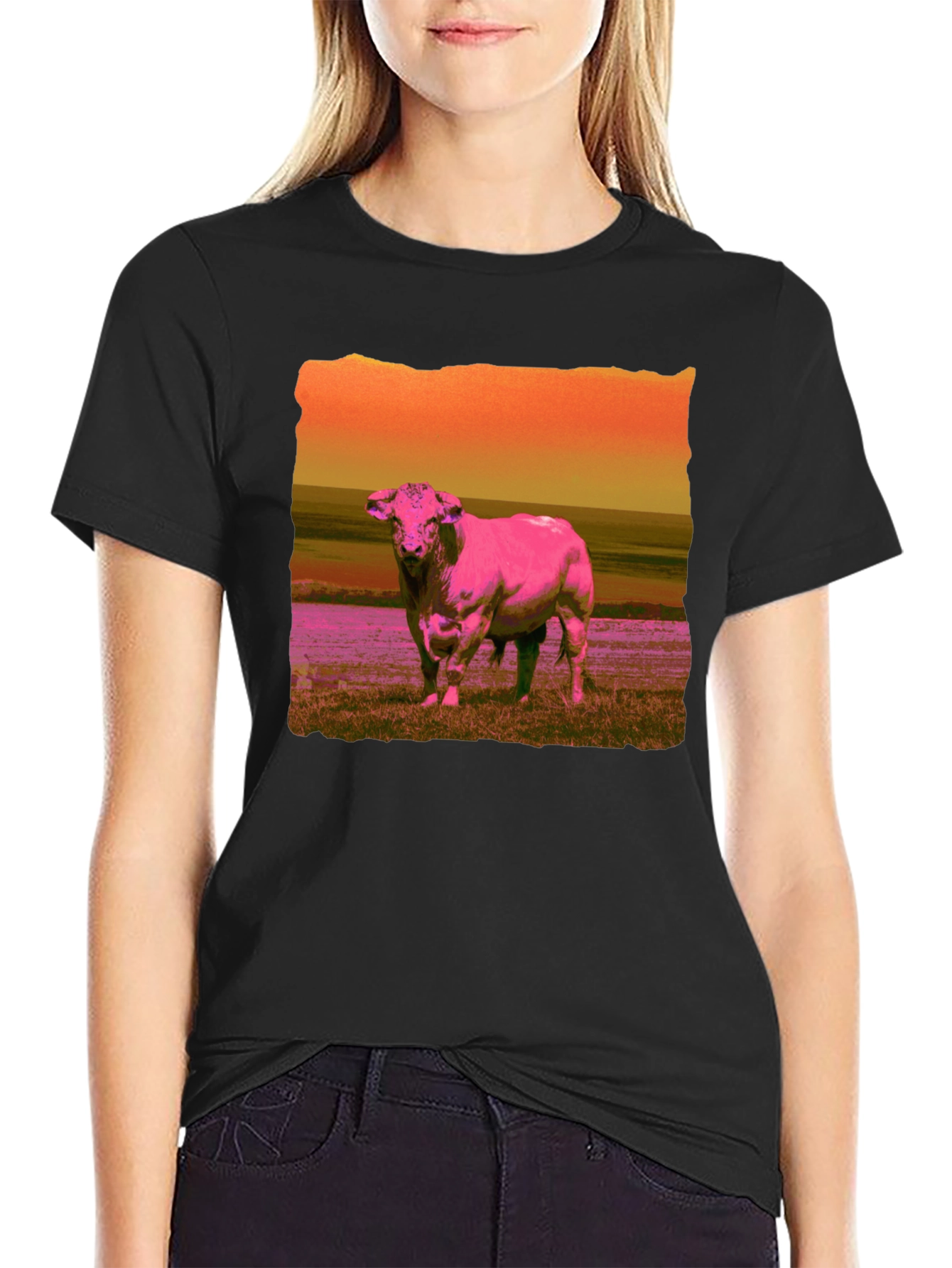 Bull Graphic Tee - Retro Style Mens T-Shirt